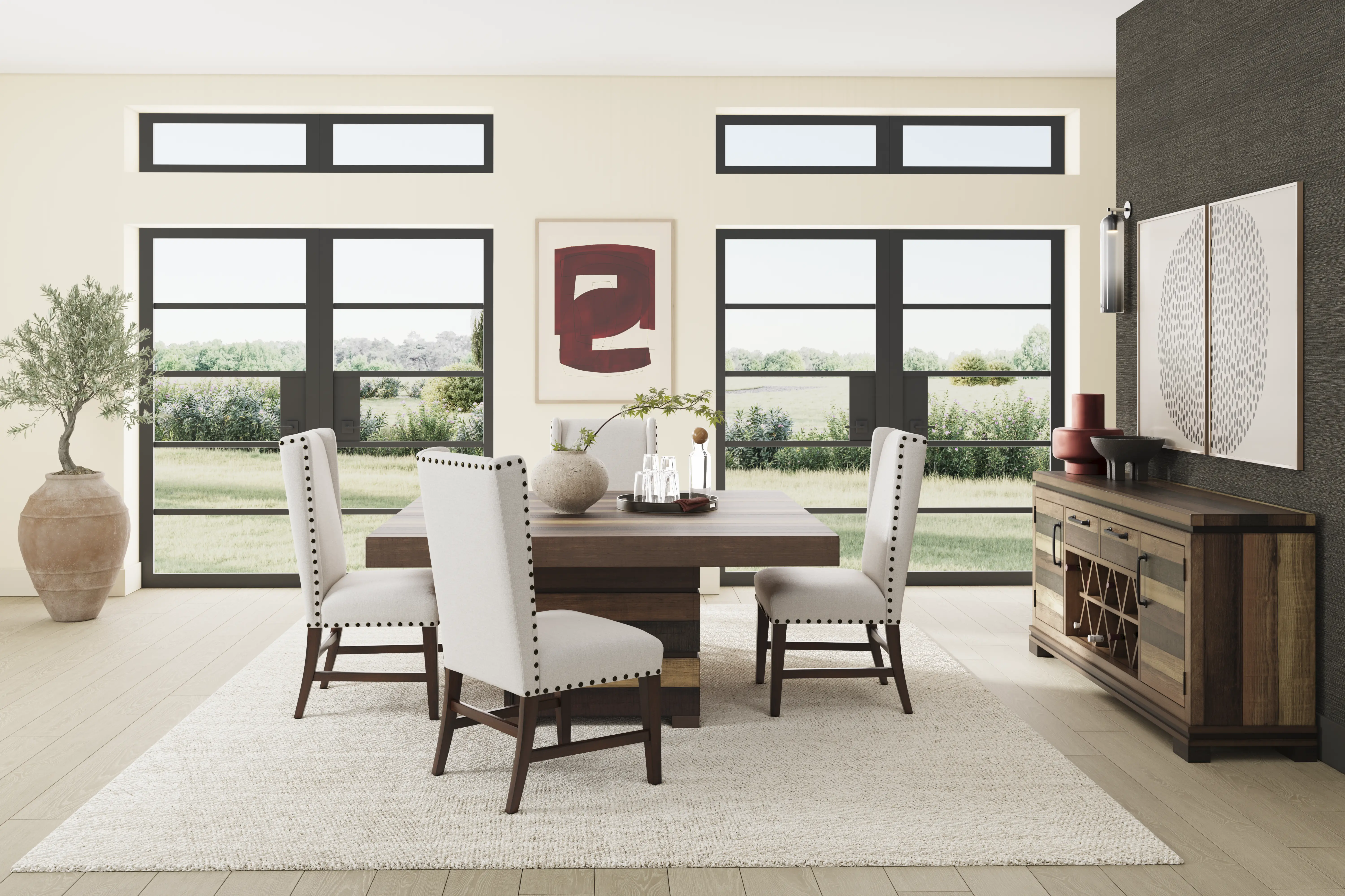 Westover Hills II Brown 5 Pc Square Dining Room with Upholstered Chairs - Thumbnail - Image 1