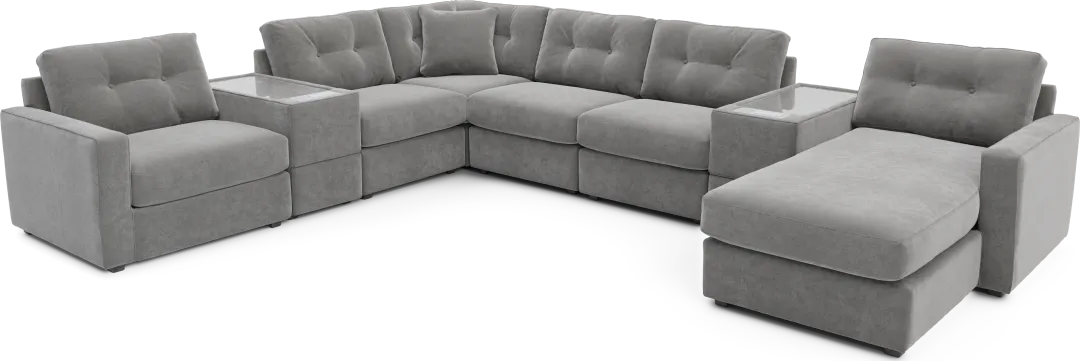 Gray 8 Pc Power Reclining ModularOne with Media Consoles