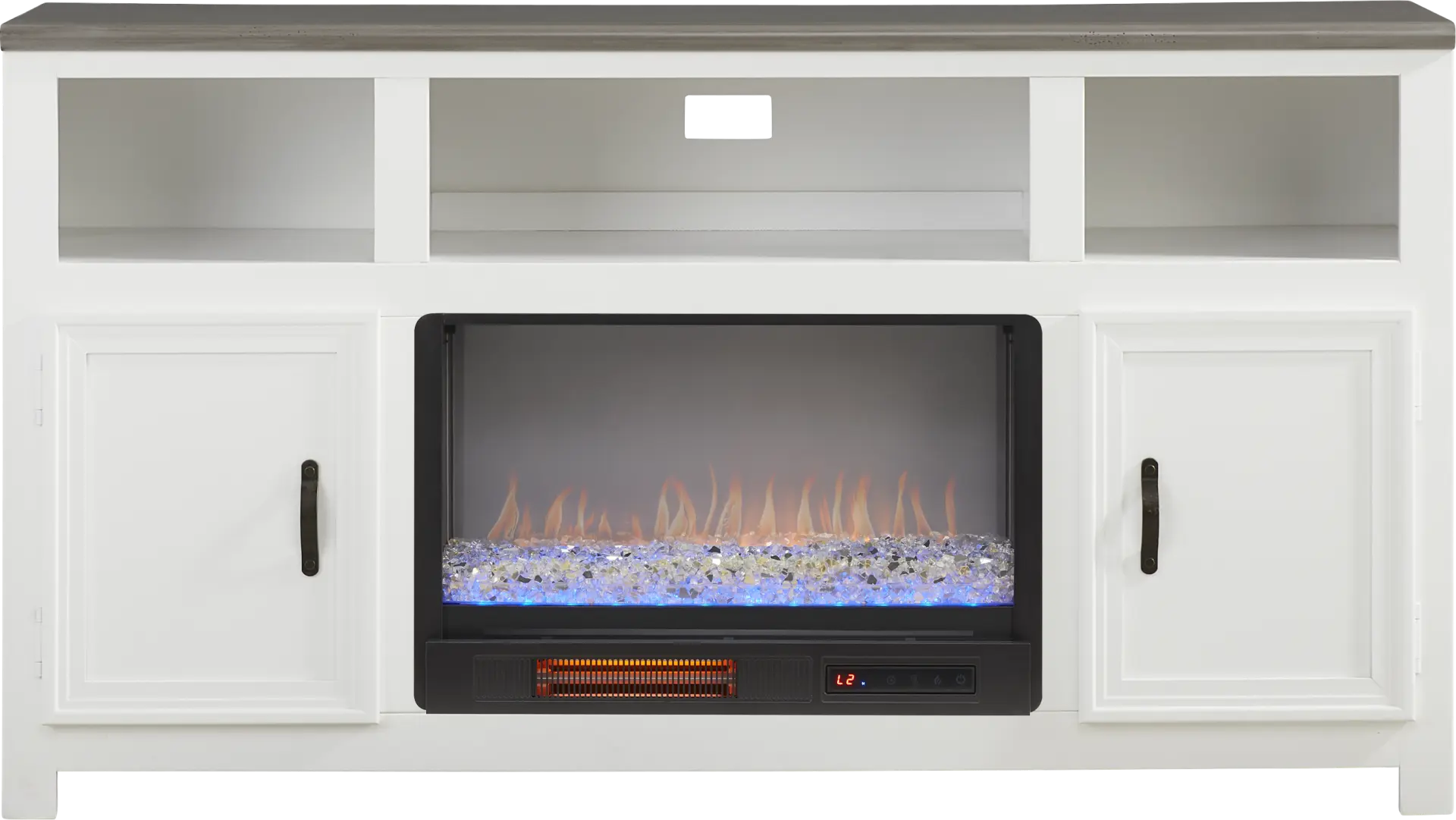 Hollow Ridge White 63 in. Console with Electric Fireplace