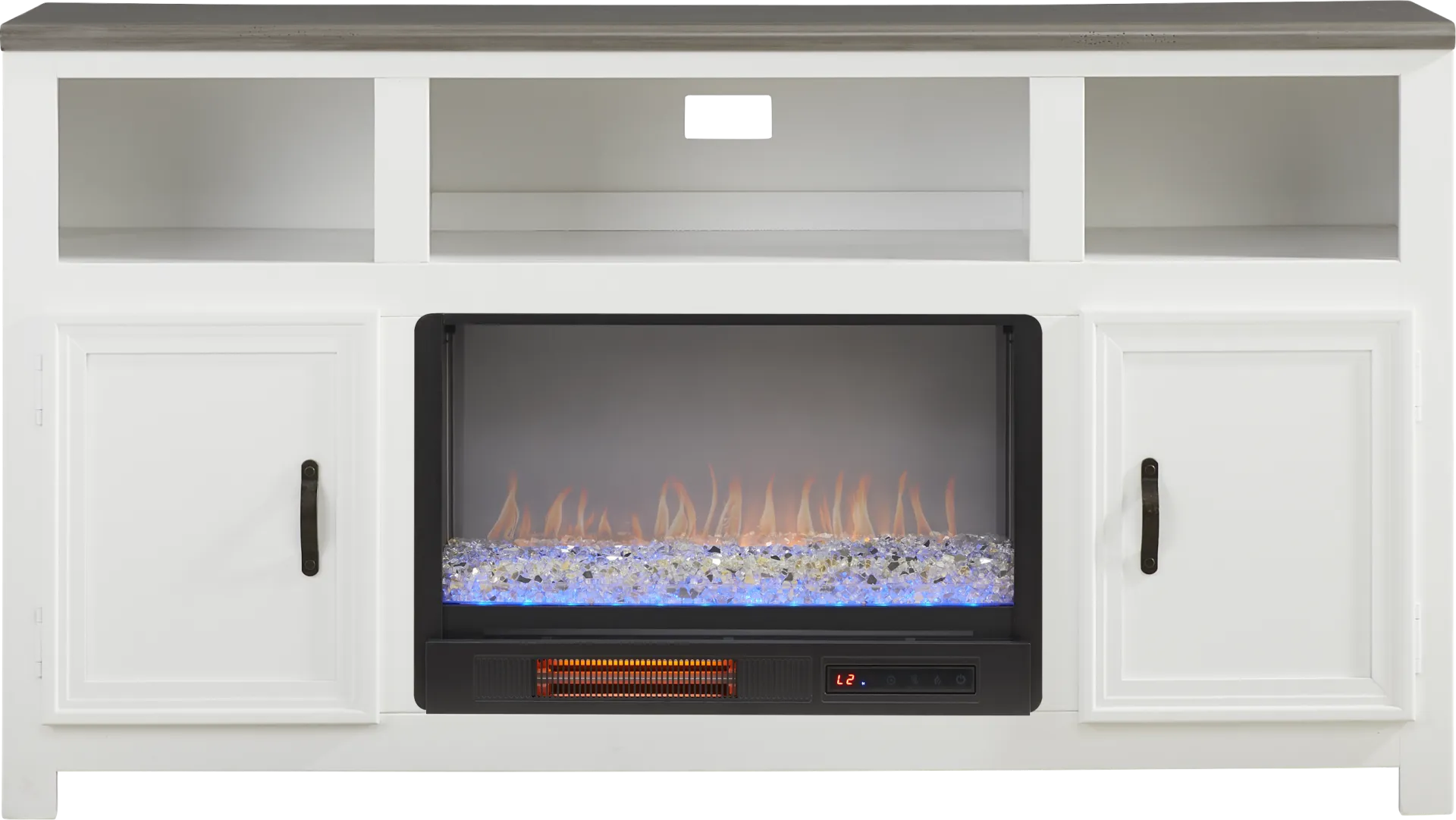 Hollow Ridge White 63 in. Console with Electric Fireplace - Image 1