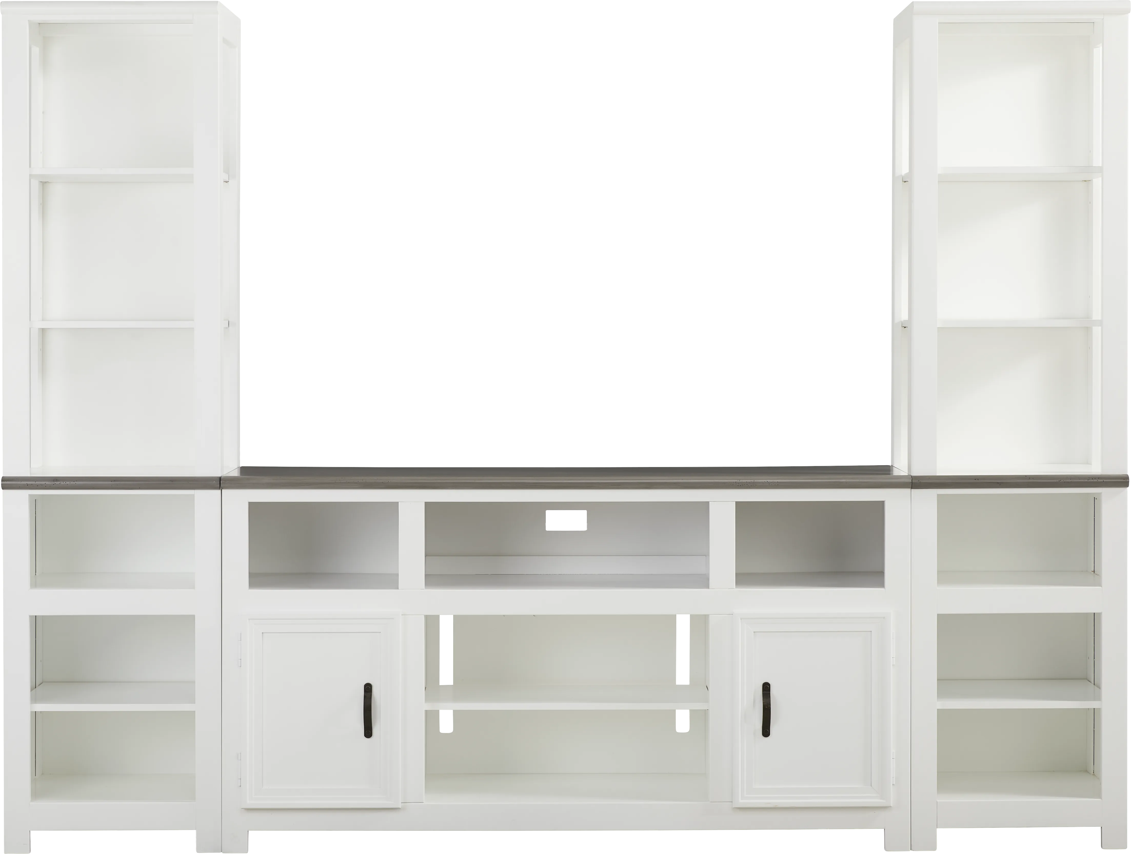 Hollow Ridge White 3 Pc Wall Unit with 63 in. Console - Thumbnail - Image 1