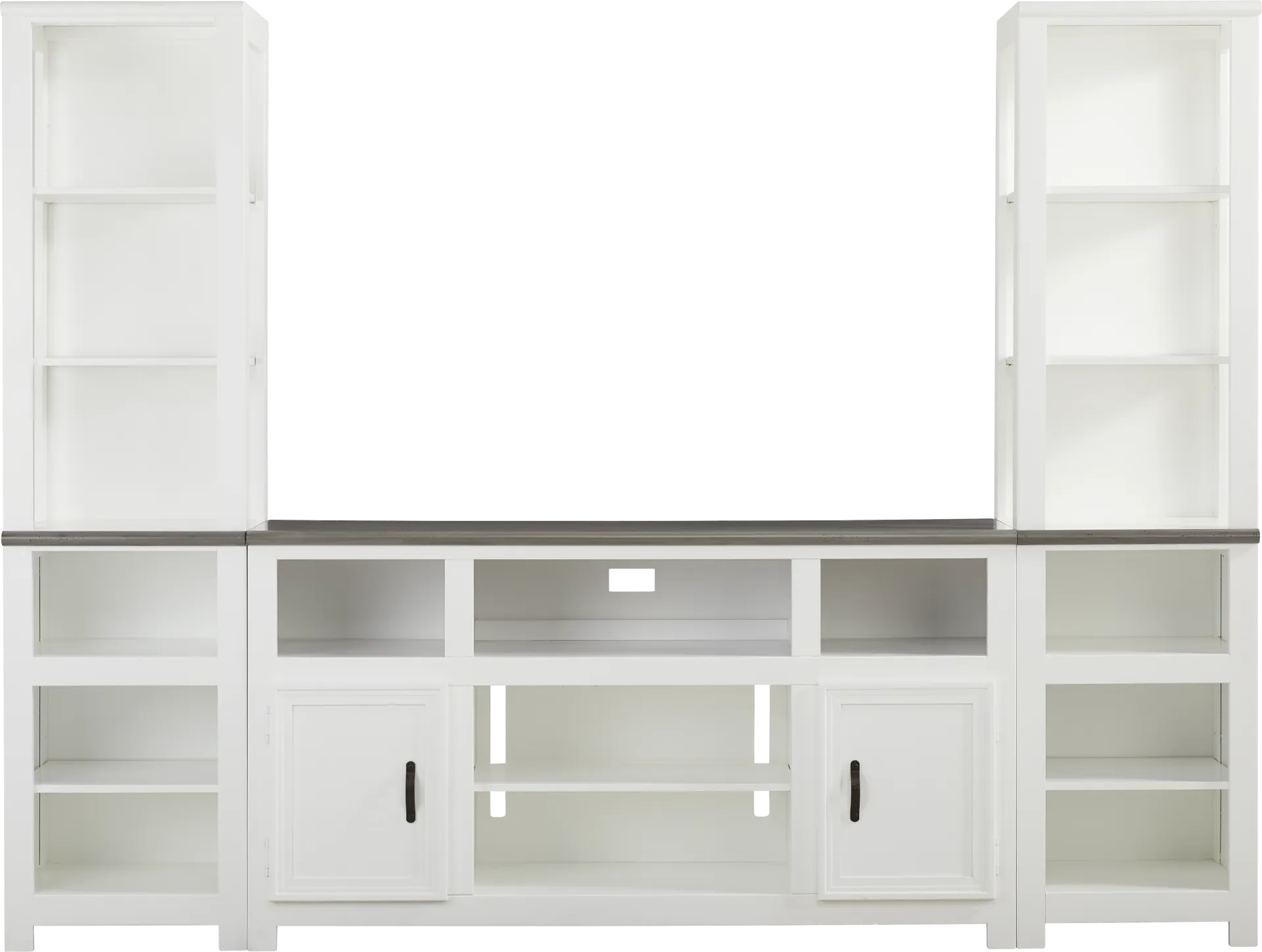 Hollow Ridge White 3 Pc Wall Unit with 63 in. Console - Image 1