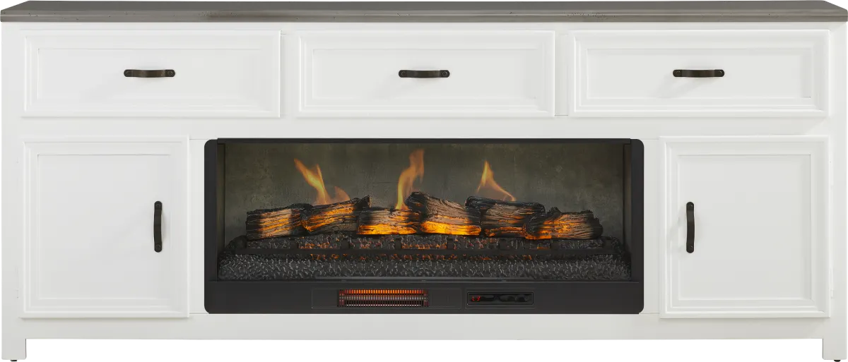 High Ridge White Hollow Ridge White Log Fireplace | Rooms to Go