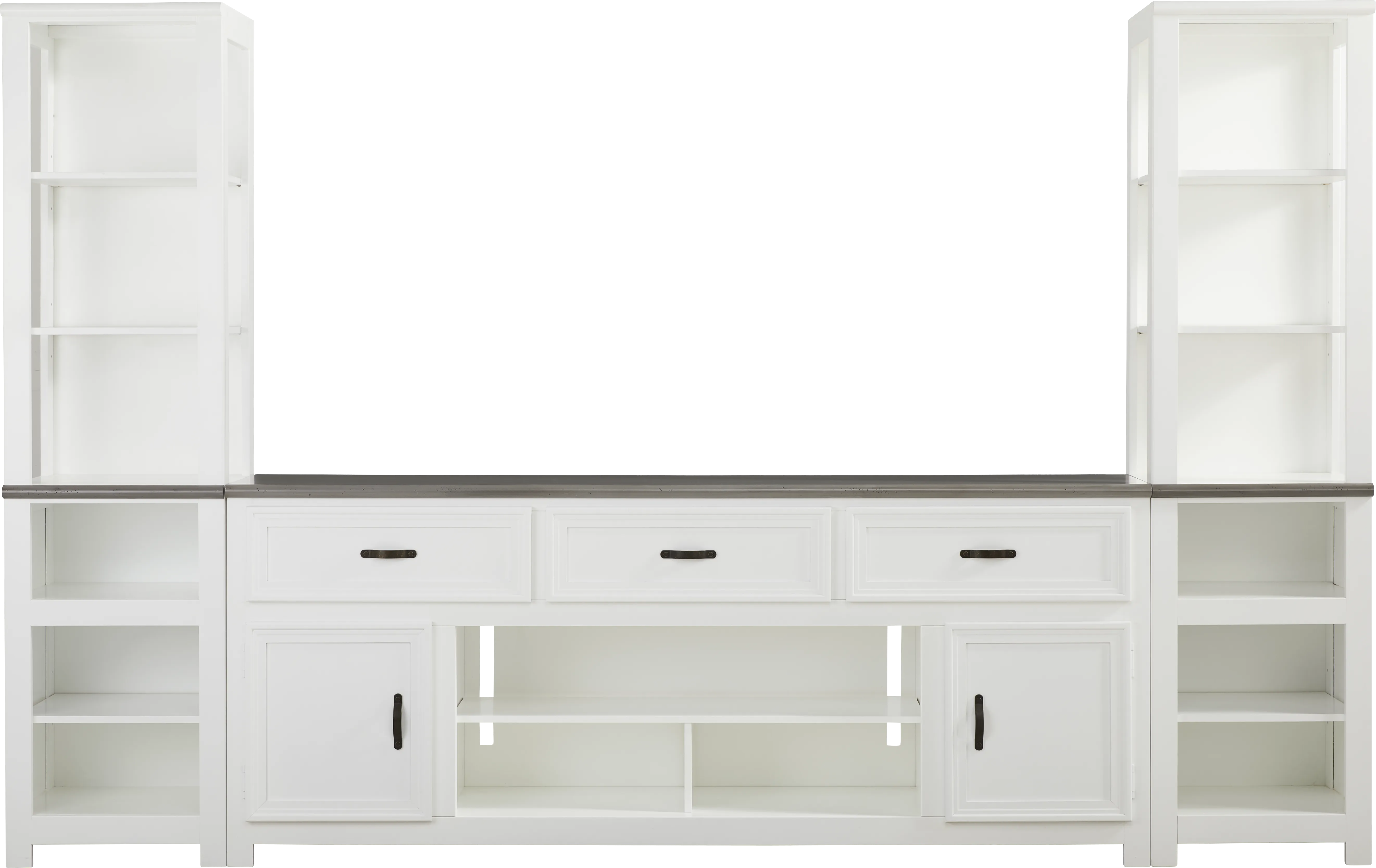 Hollow Ridge White 3 Pc Wall Unit with 84 in. Console - Thumbnail - Image 1