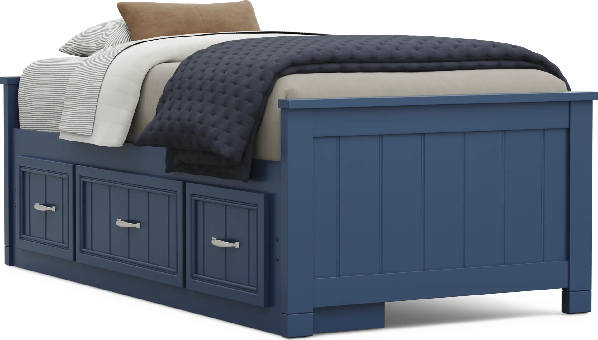 Kids Cottage Colors 2.0 Navy Twin Low Profile Bed with Storage Side Rail - Image 1