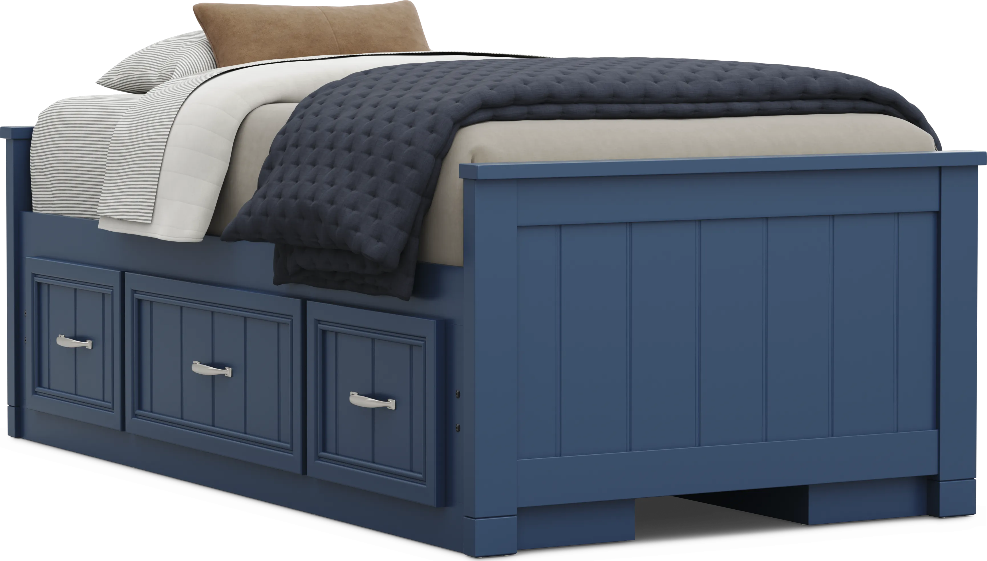 Kids Cottage Colors 2.0 Navy Twin Low Profile Bed with 2 Storage Side Rails - Thumbnail - Image 1