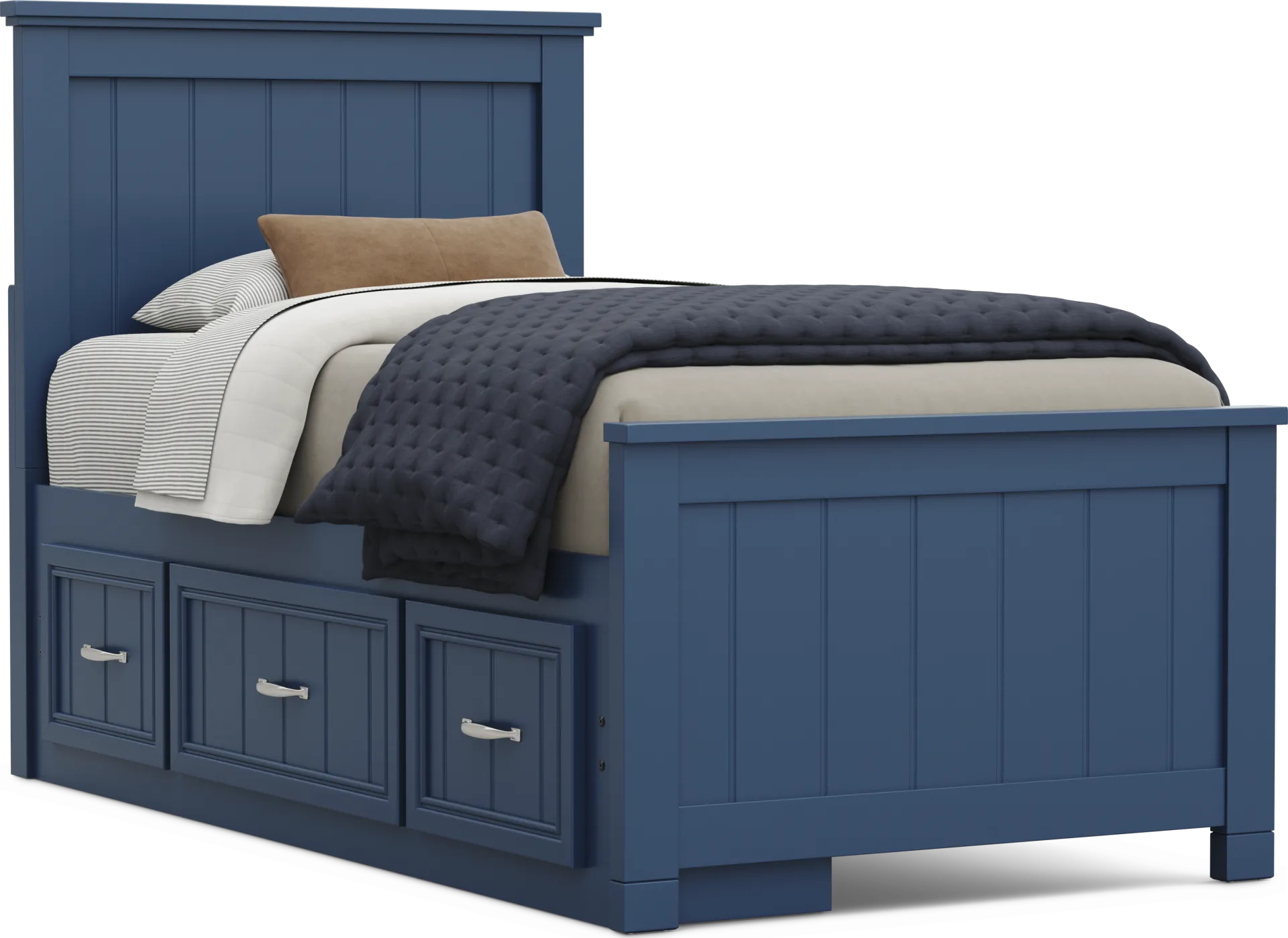 Kids Cottage Colors 2.0 Navy Twin Panel Bed with Storage Side Rail - Image 1
