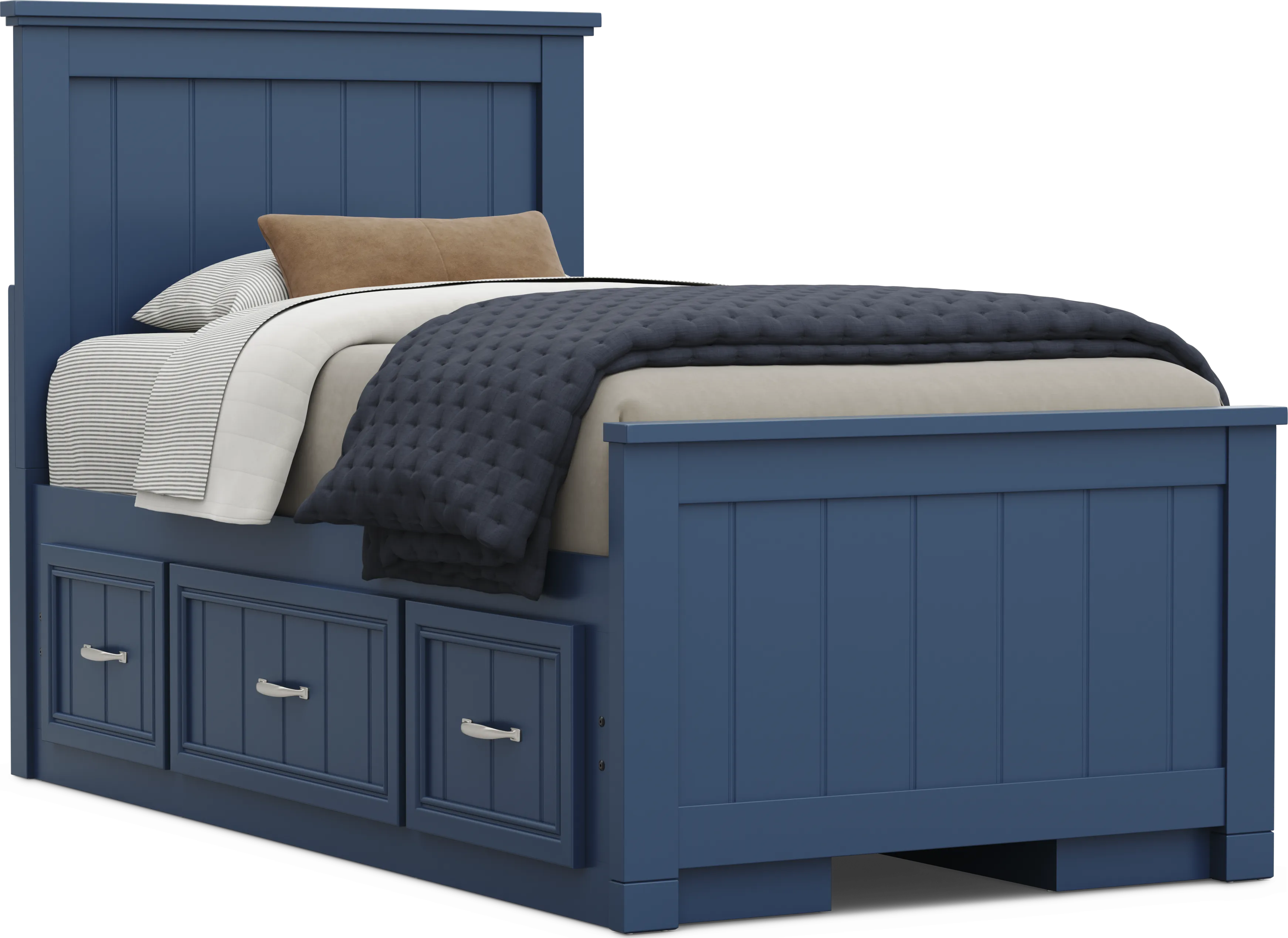 Kids Cottage Colors 2.0 Navy Twin Panel Bed with 2 Storage Side Rails - Thumbnail - Image 1