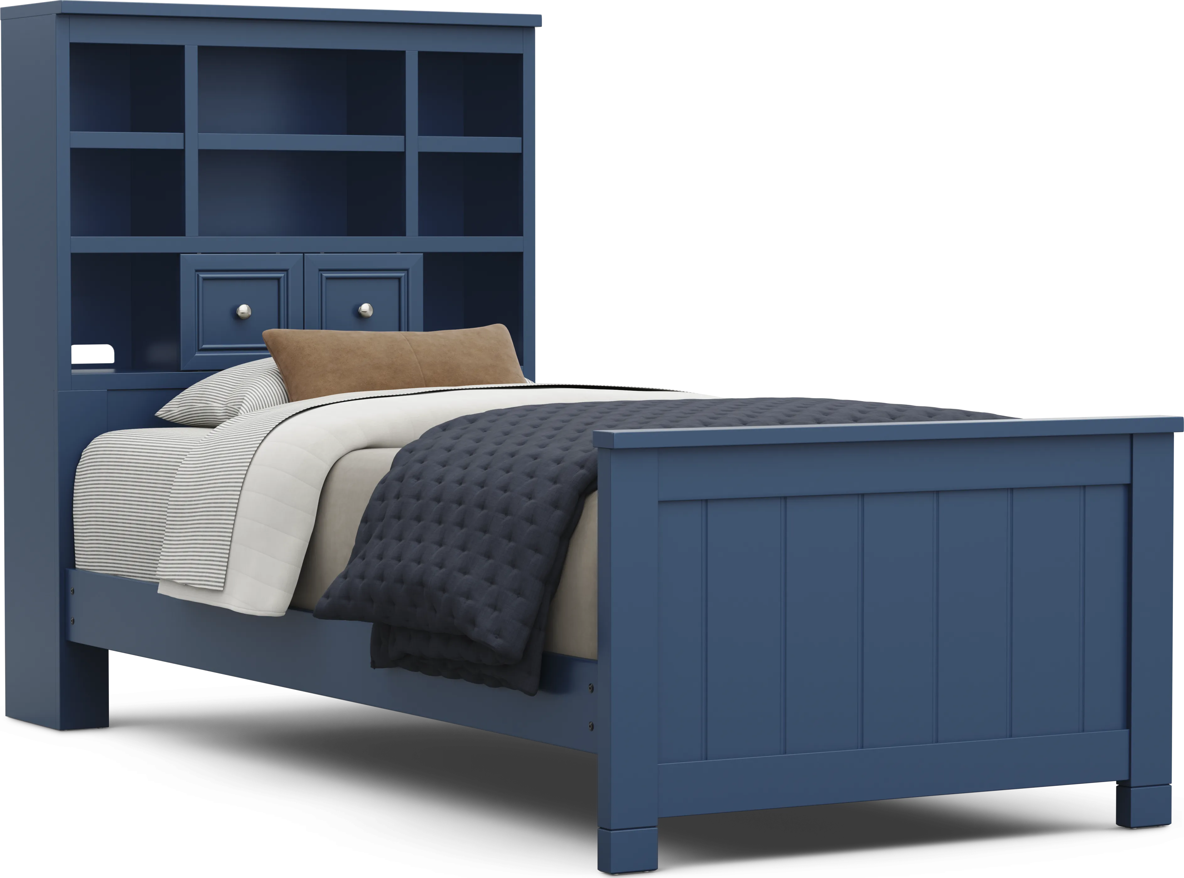 Kids Cottage Colors 2.0 Navy Twin XL Bookcase Bed - Thumbnail - Image 1