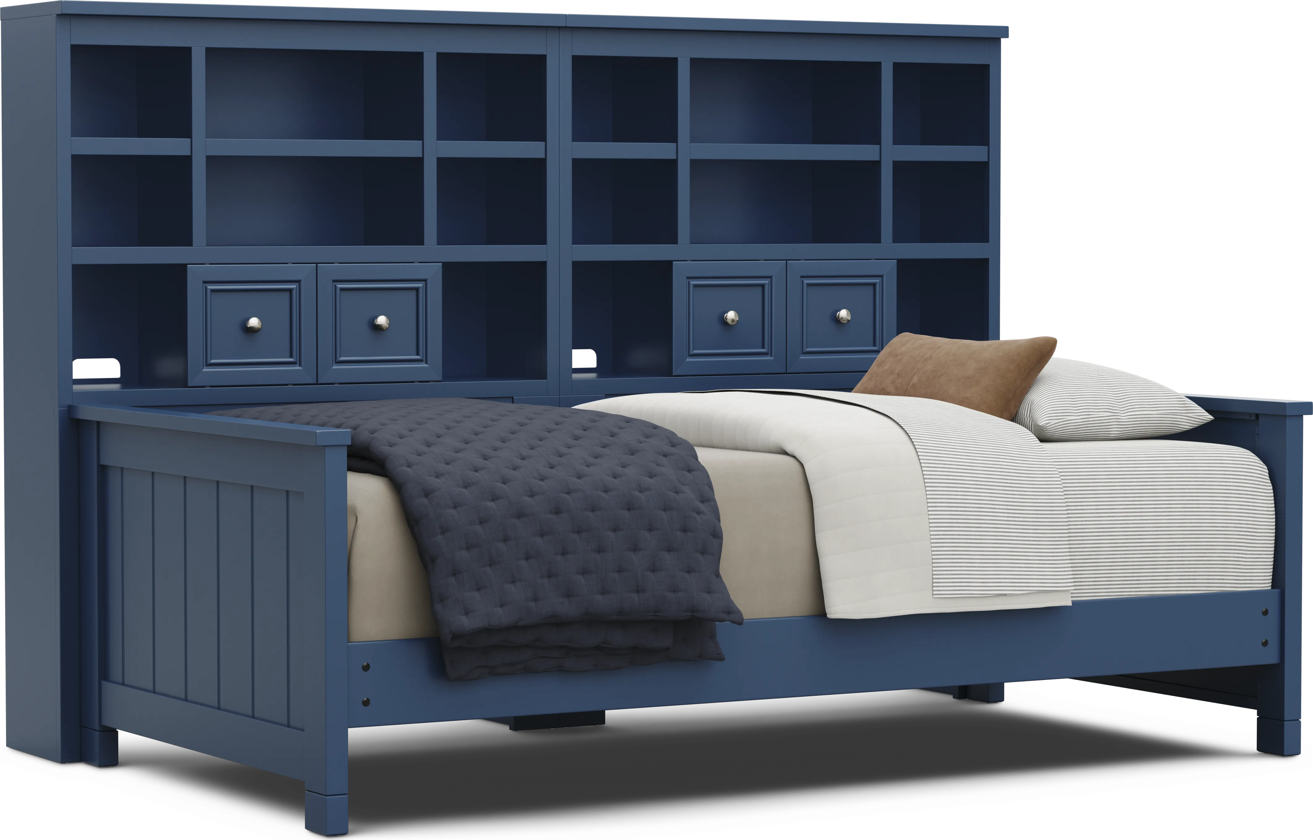 Kids Cottage Colors 2.0 Navy Twin Bookcase Wall Bed - Thumbnail - Image 1