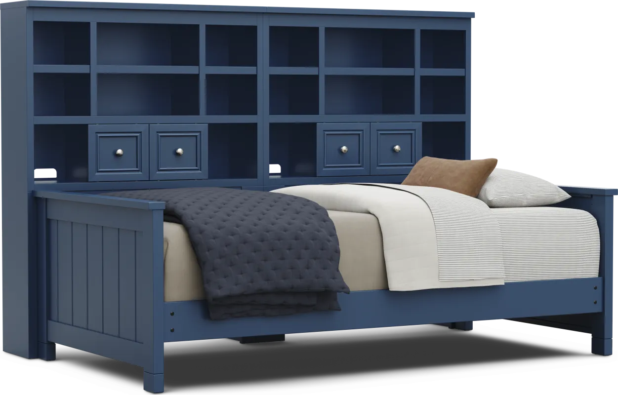 Kids Cottage Colors 2.0 Navy Twin Bookcase Wall Bed