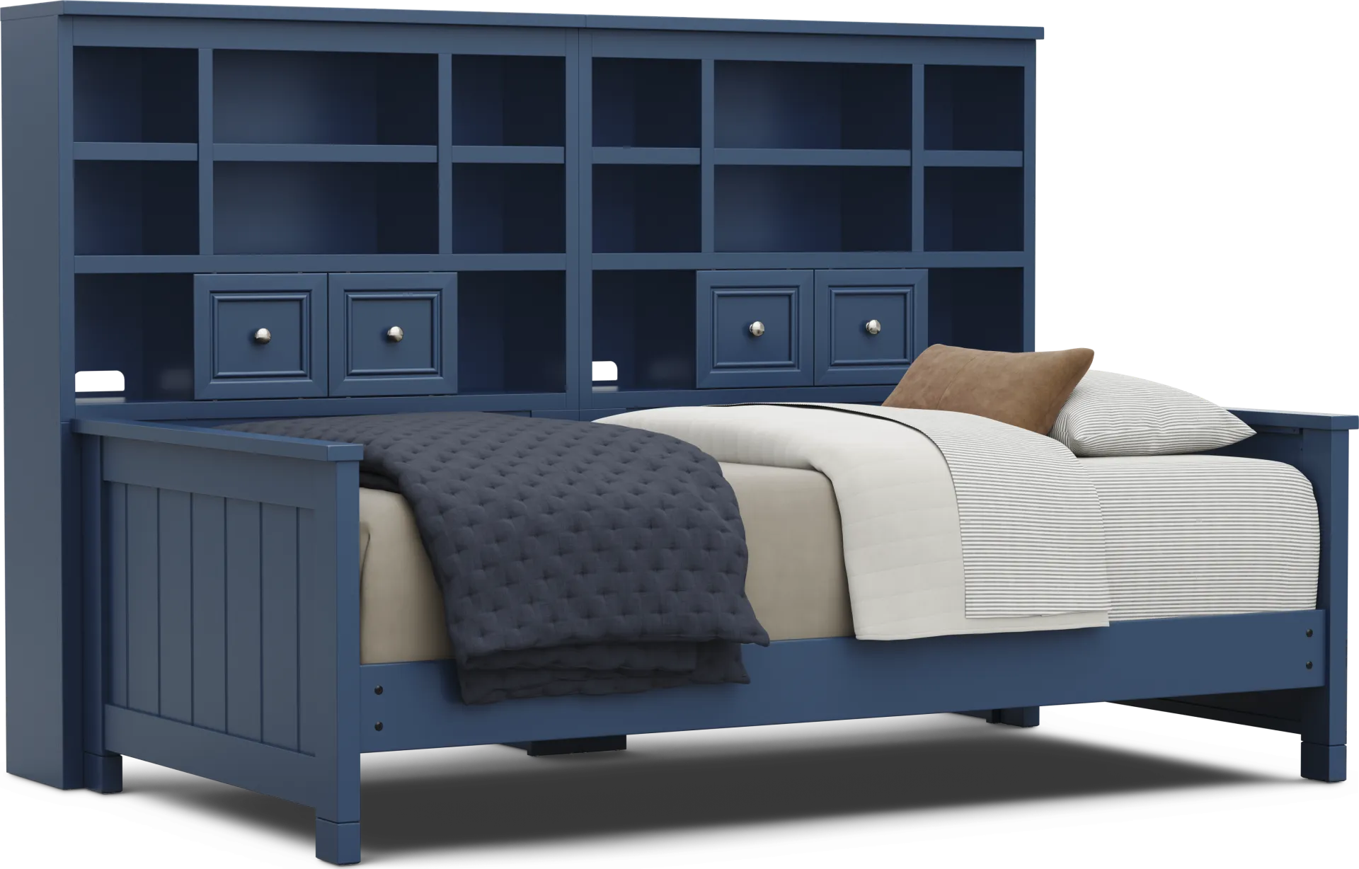 Kids Cottage Colors 2.0 Navy Twin Bookcase Wall Bed - Image 1