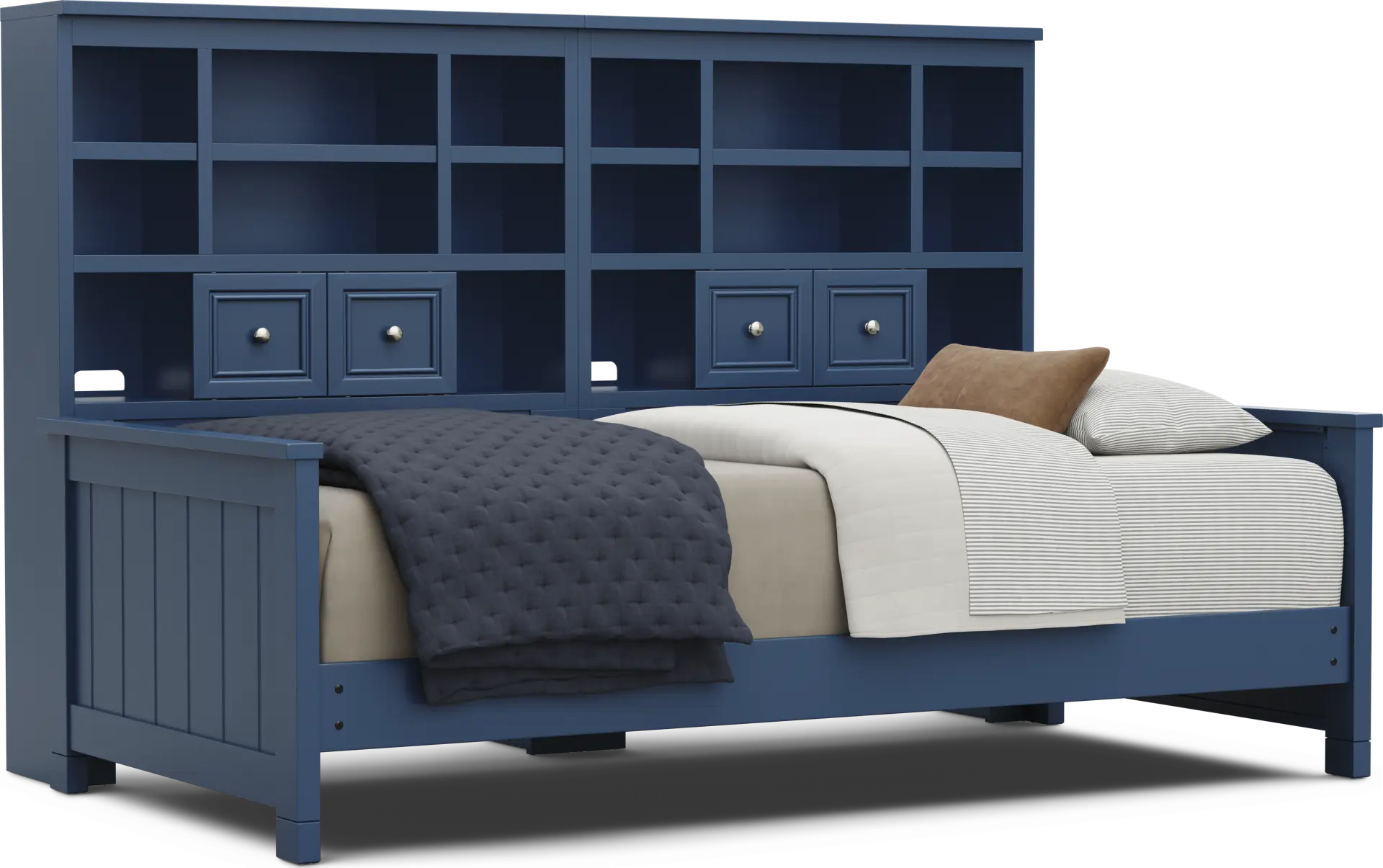 Kids Cottage Colors 2.0 Navy Twin XL Bookcase Wall Bed