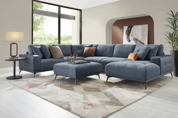 Valencia Blue 5 Pc Sectional Living Room