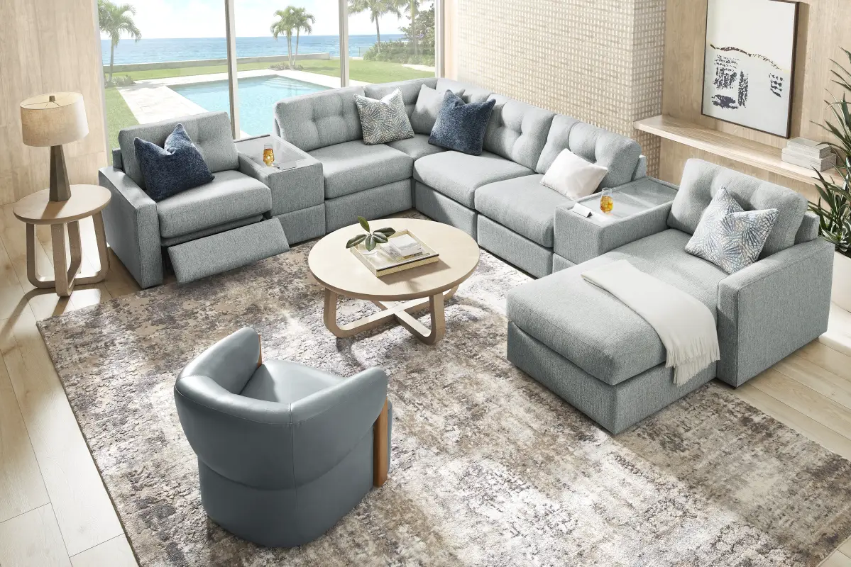 Spa 8 Pc Power Reclining ModularOne with Media Consoles