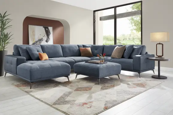 Valencia Blue 5 Pc Sectional Living Room