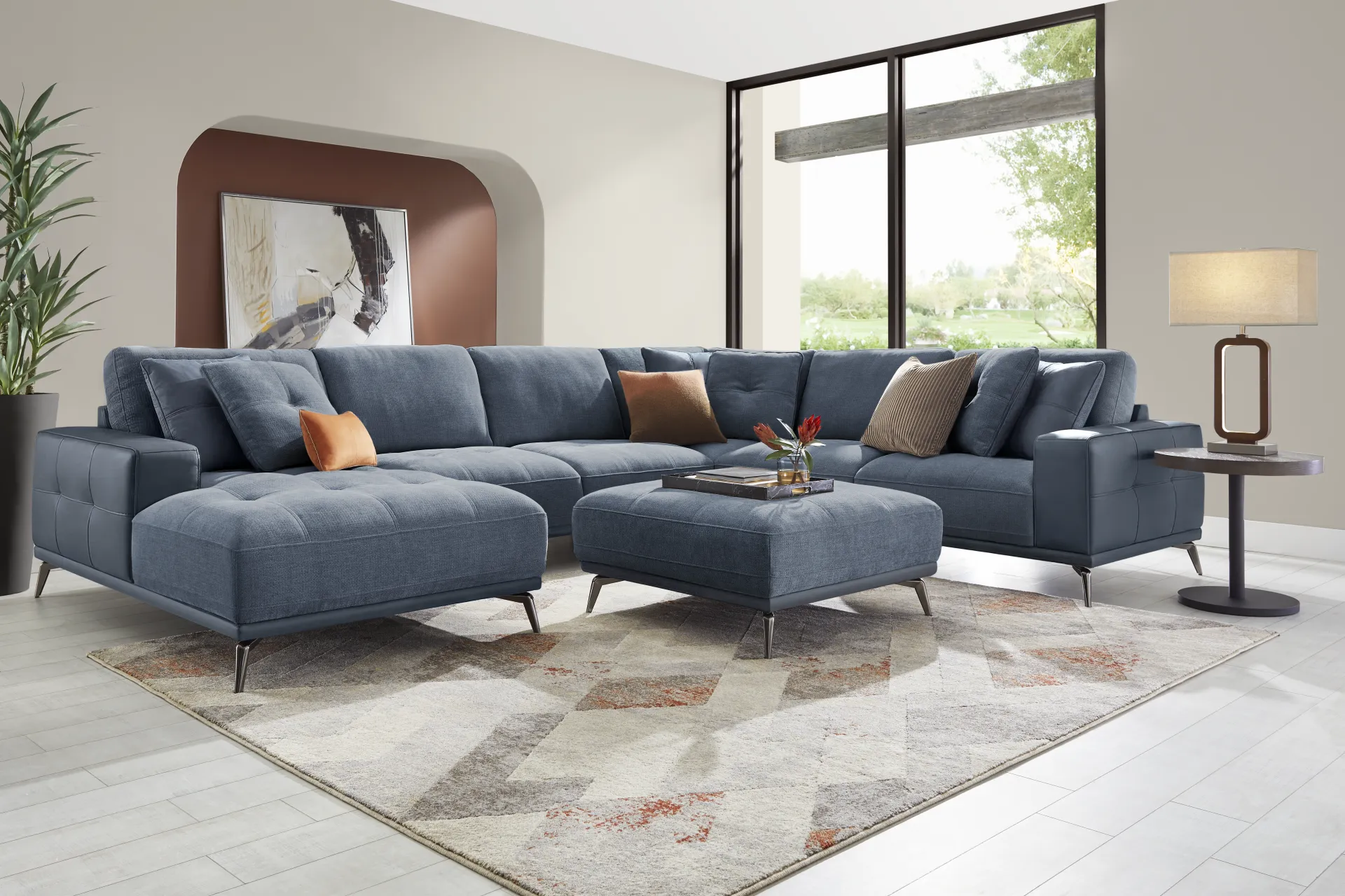 Valencia Blue 5 Pc Sectional Living Room - Image 1