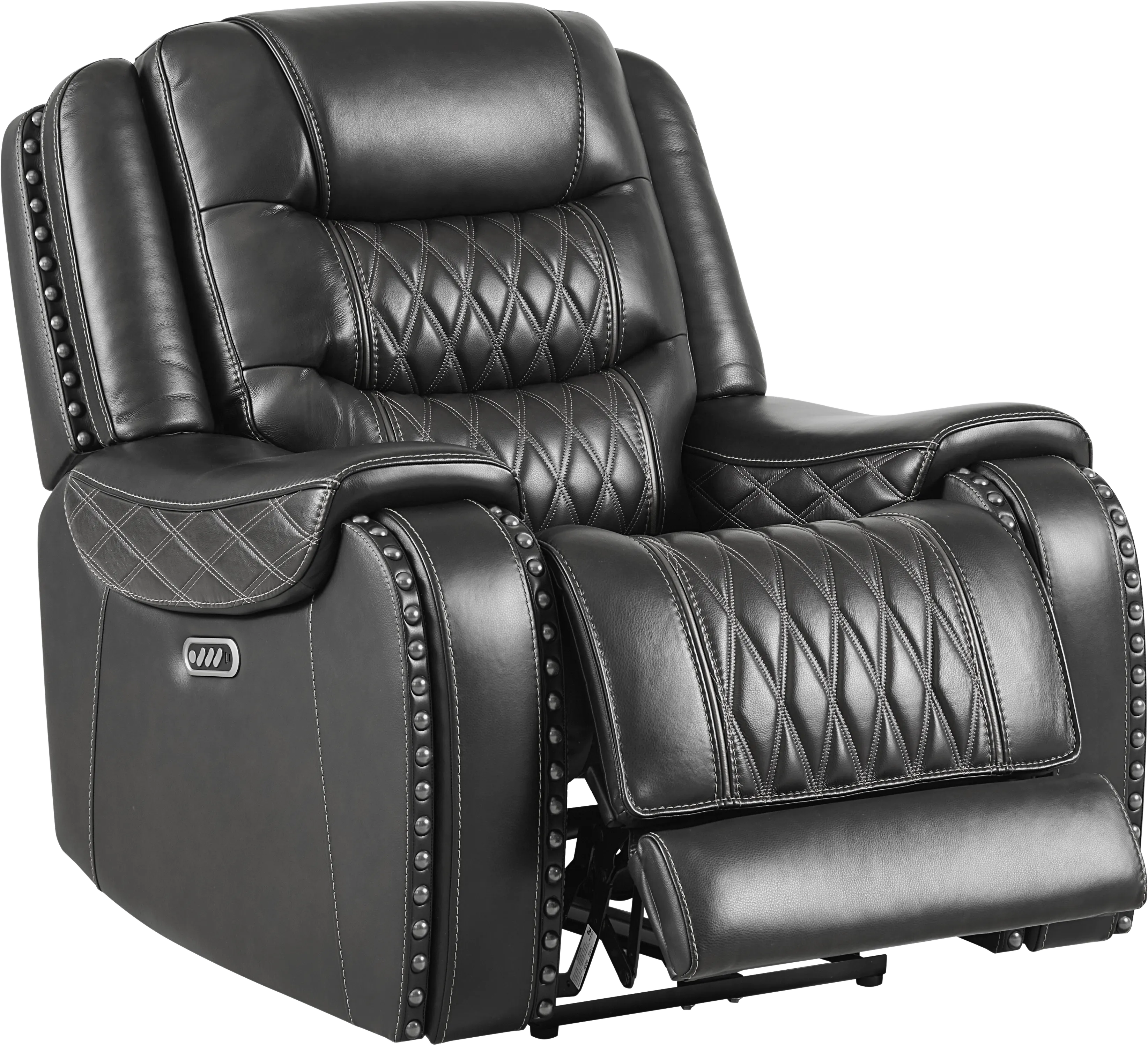 Marquee Black Leather Triple Power Recliner - Thumbnail - Image 1