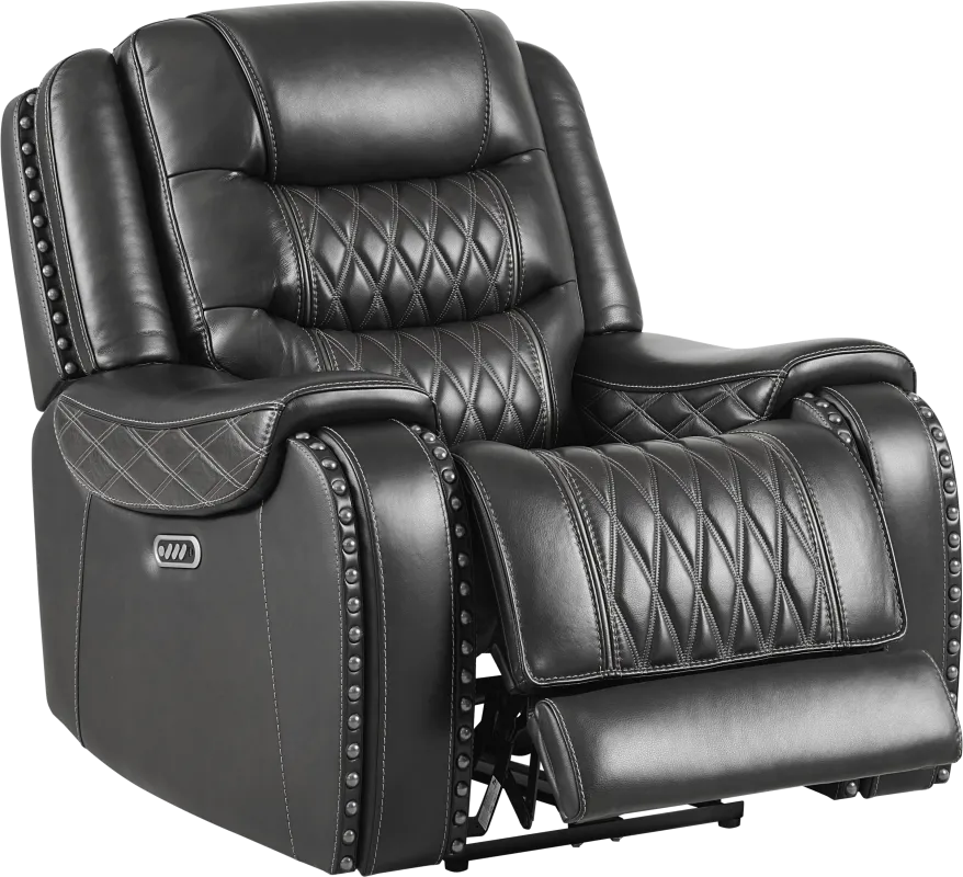 Marquee Black Leather Triple Power Recliner