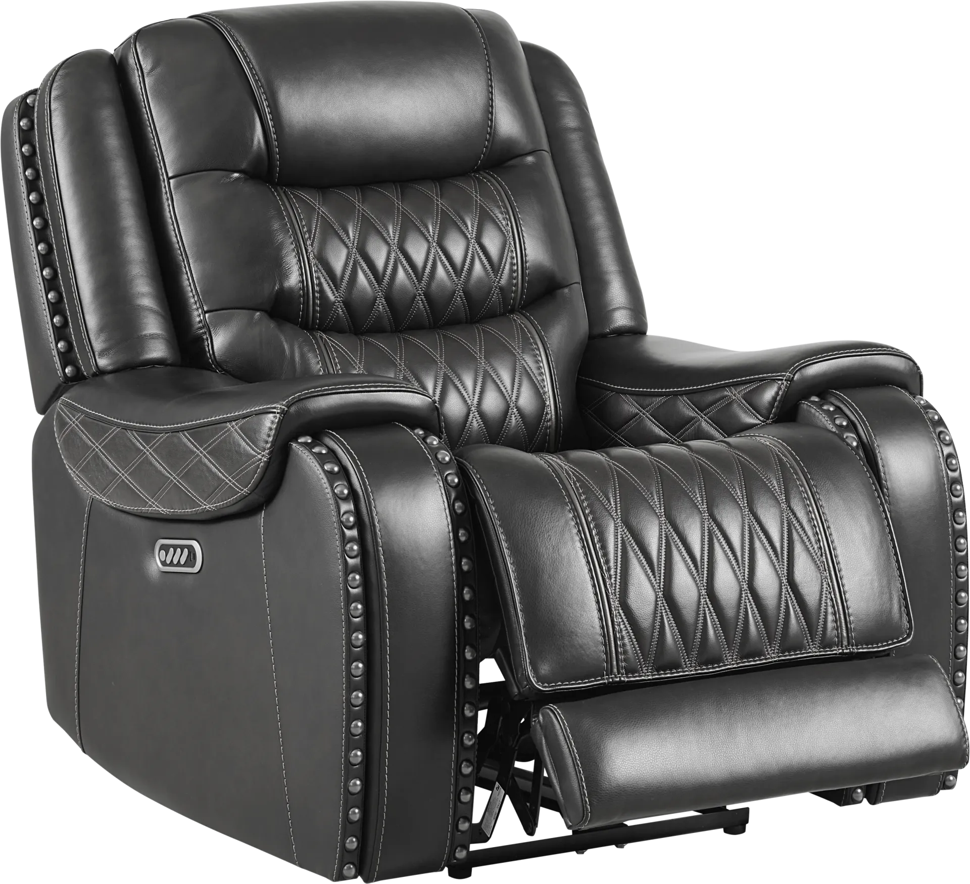 Marquee Black Leather Triple Power Recliner - Image 1