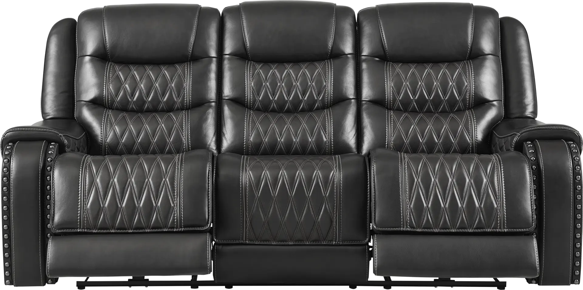 Marquee Black Leather Triple Power Reclining Sofa