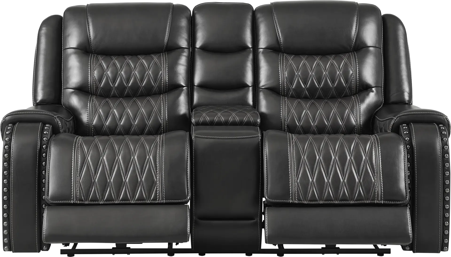 Marquee Black Leather Triple Power Reclining Loveseat