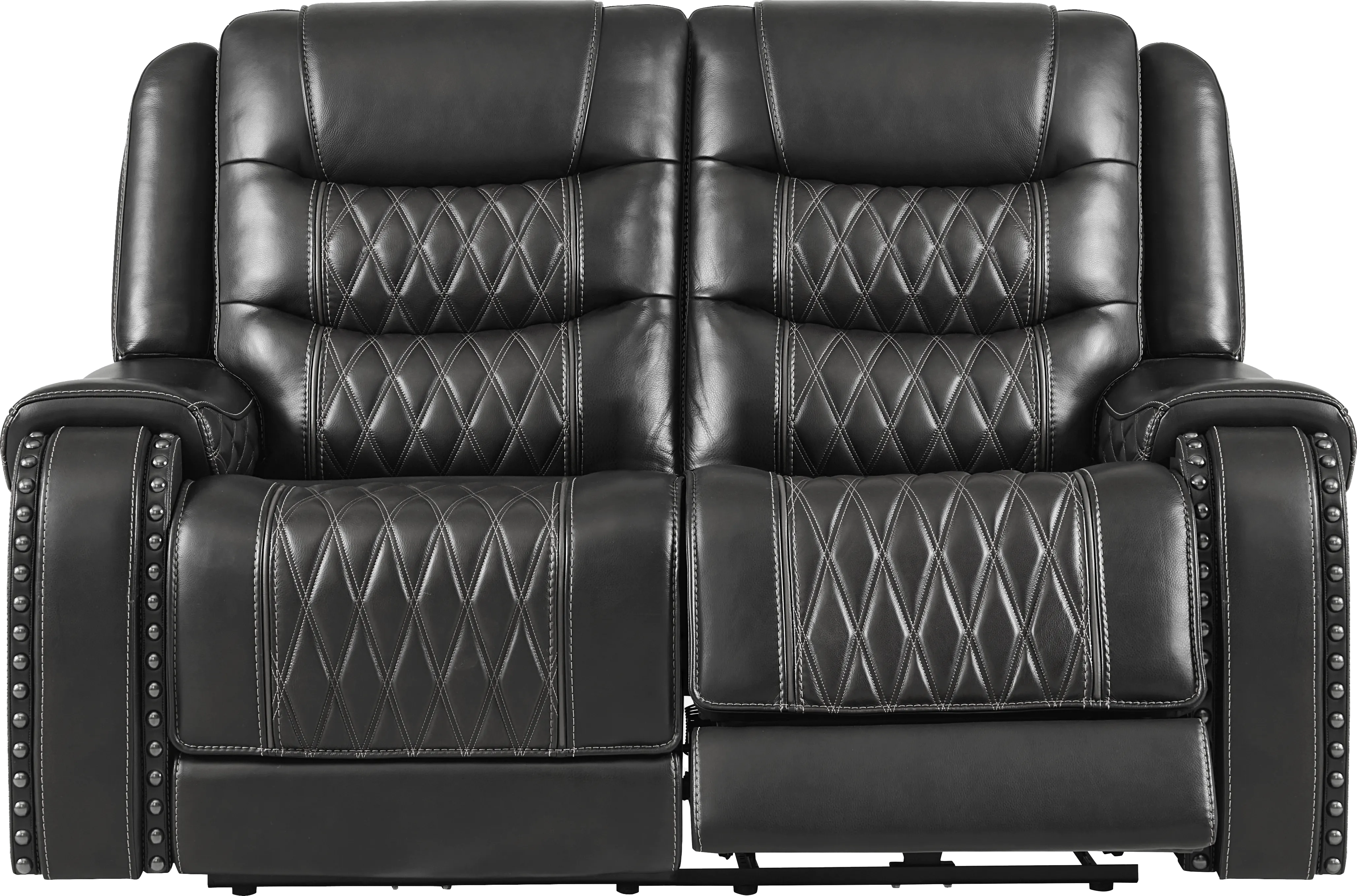 Marquee Black Leather 5 Pc Triple Power Reclining Living Room with Reclining Loveseat - Thumbnail - Image 7