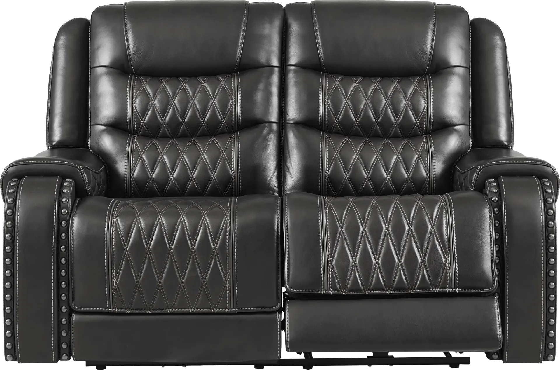 Marquee Black Leather Reclining Loveseat - Image 1