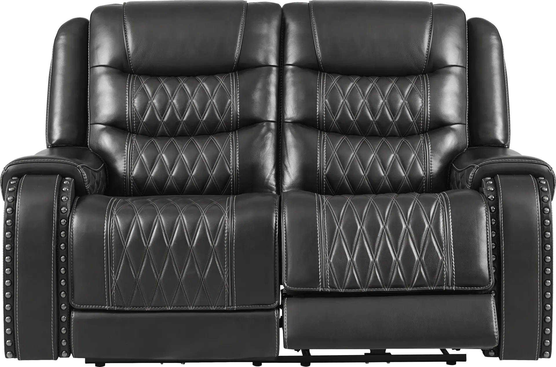 Marquee Black Leather Reclining Loveseat