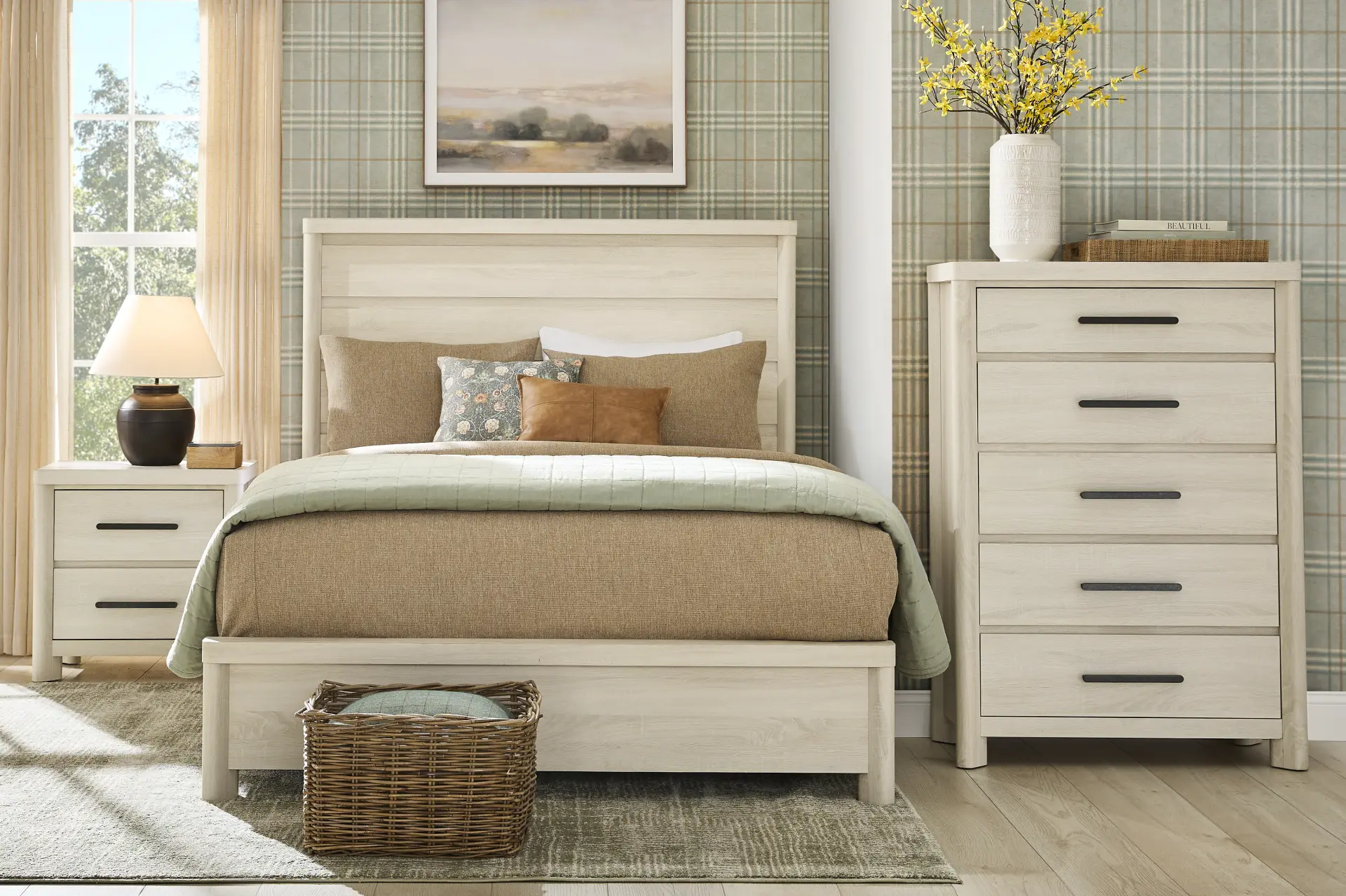 Pinebrook White 5 Pc Queen Panel Bedroom