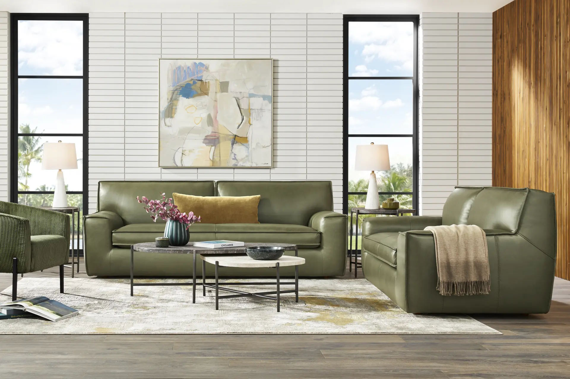 Geraldo Fern Leather 7 Pc Living Room