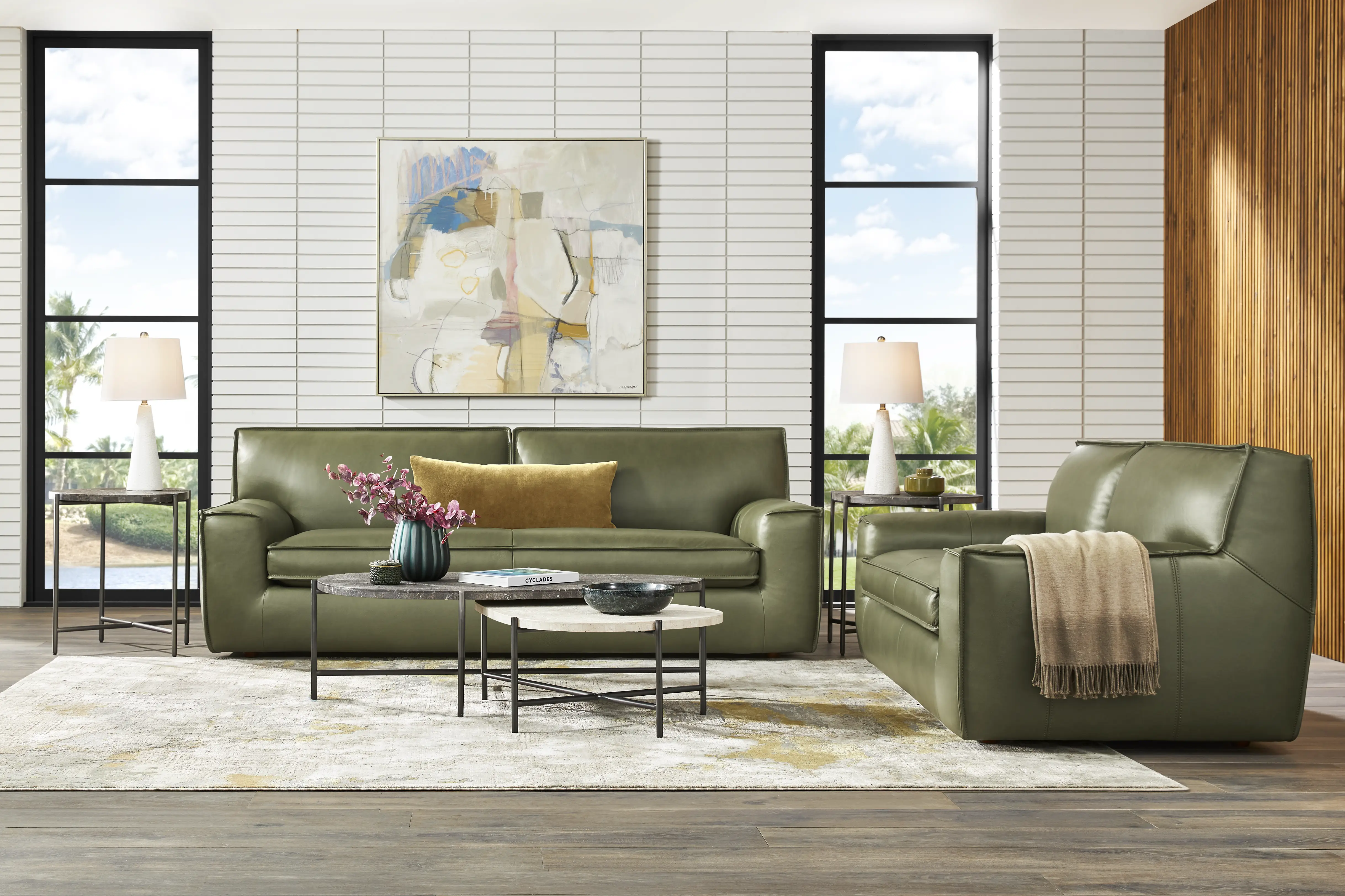 Geraldo Fern Leather Sofa - Thumbnail - Image 2