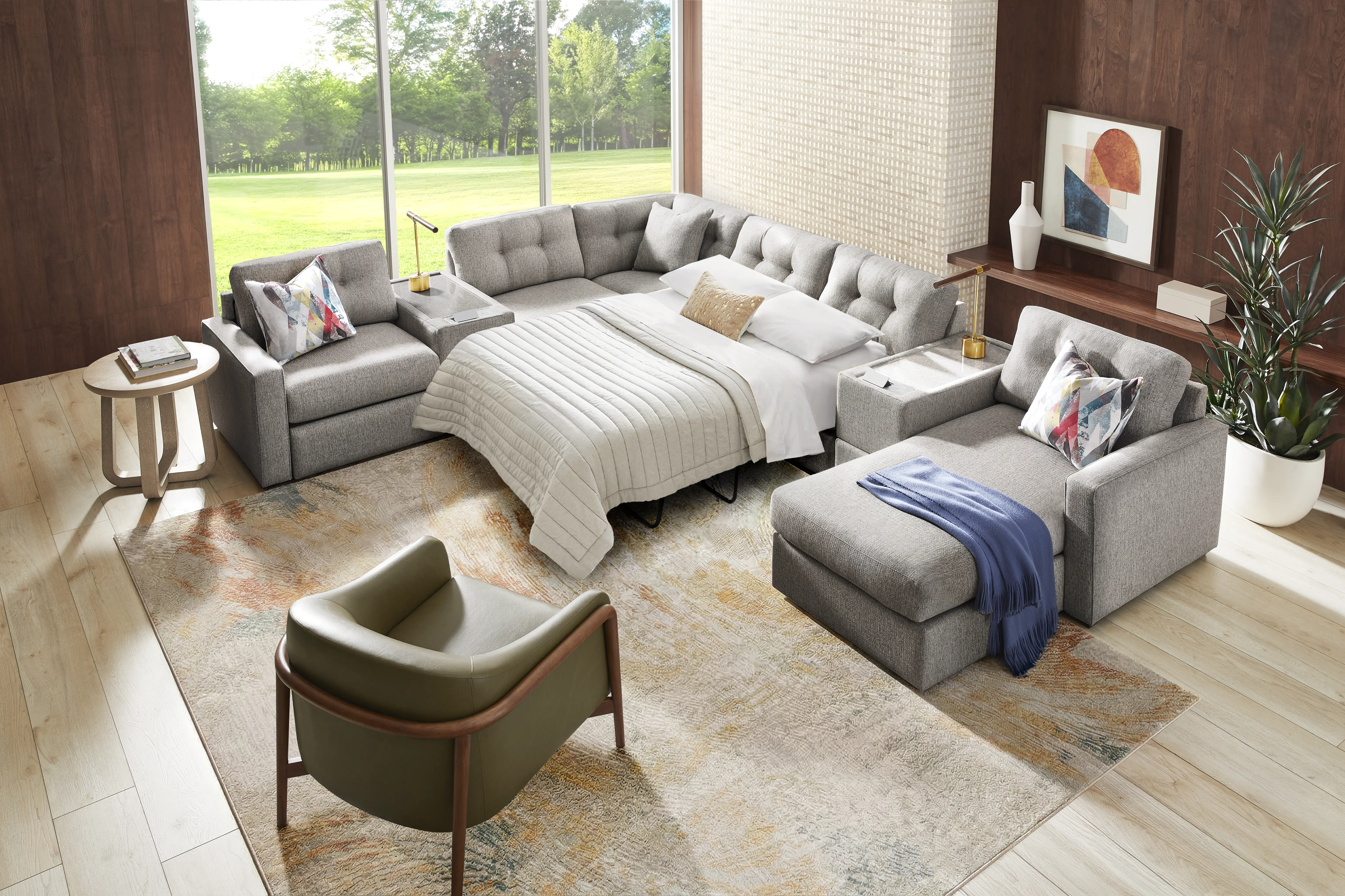 Gray 7 Pc ModularOne Sleeper with Media Consoles - Image 1