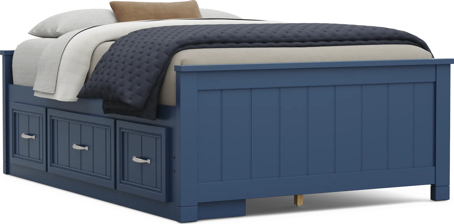 Kids Cottage Colors 2.0 Navy Full Low Profile Bed with Storage Side Rail