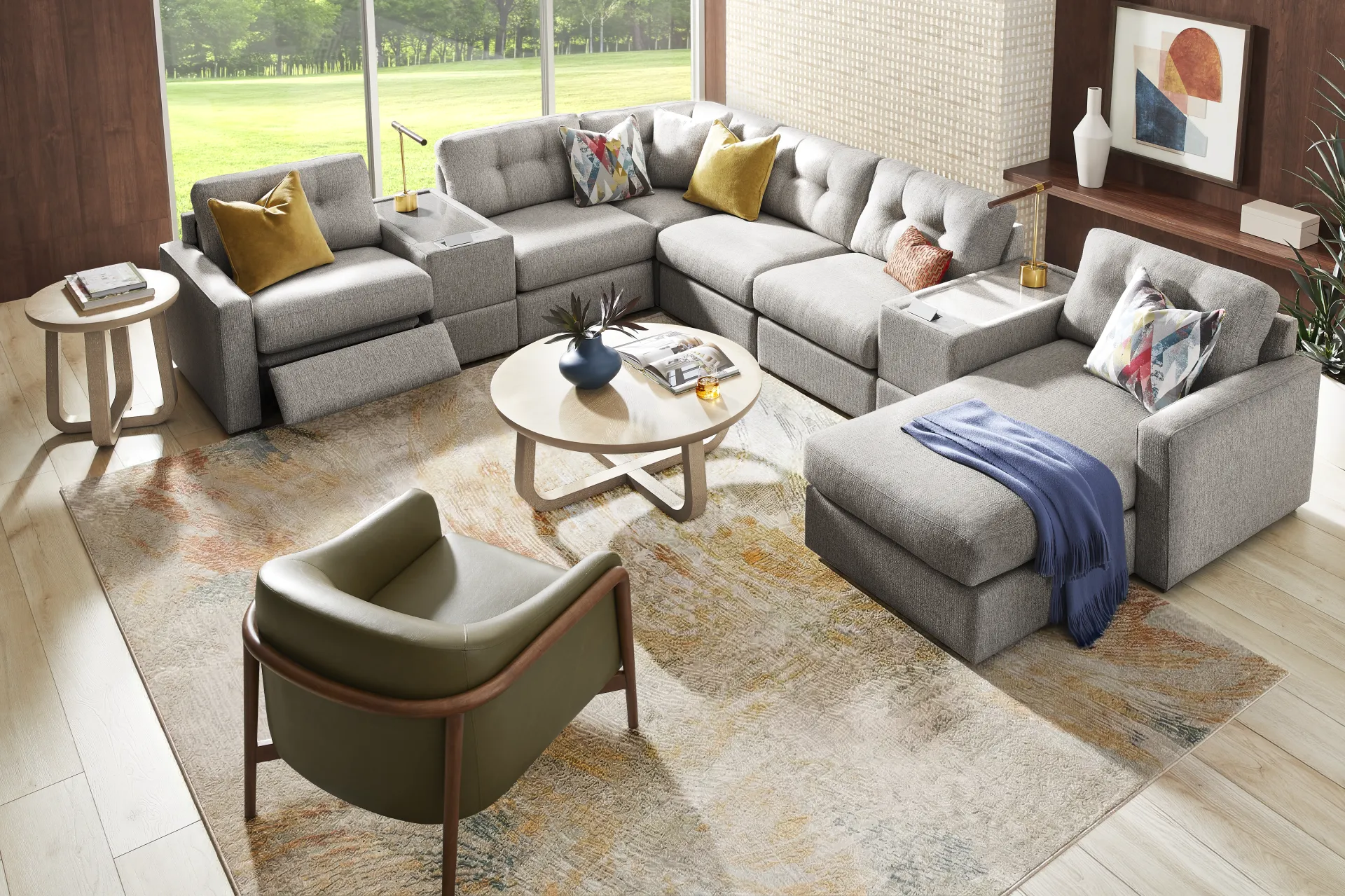 Gray 8 Pc Power Reclining ModularOne with Media Consoles - Image 1