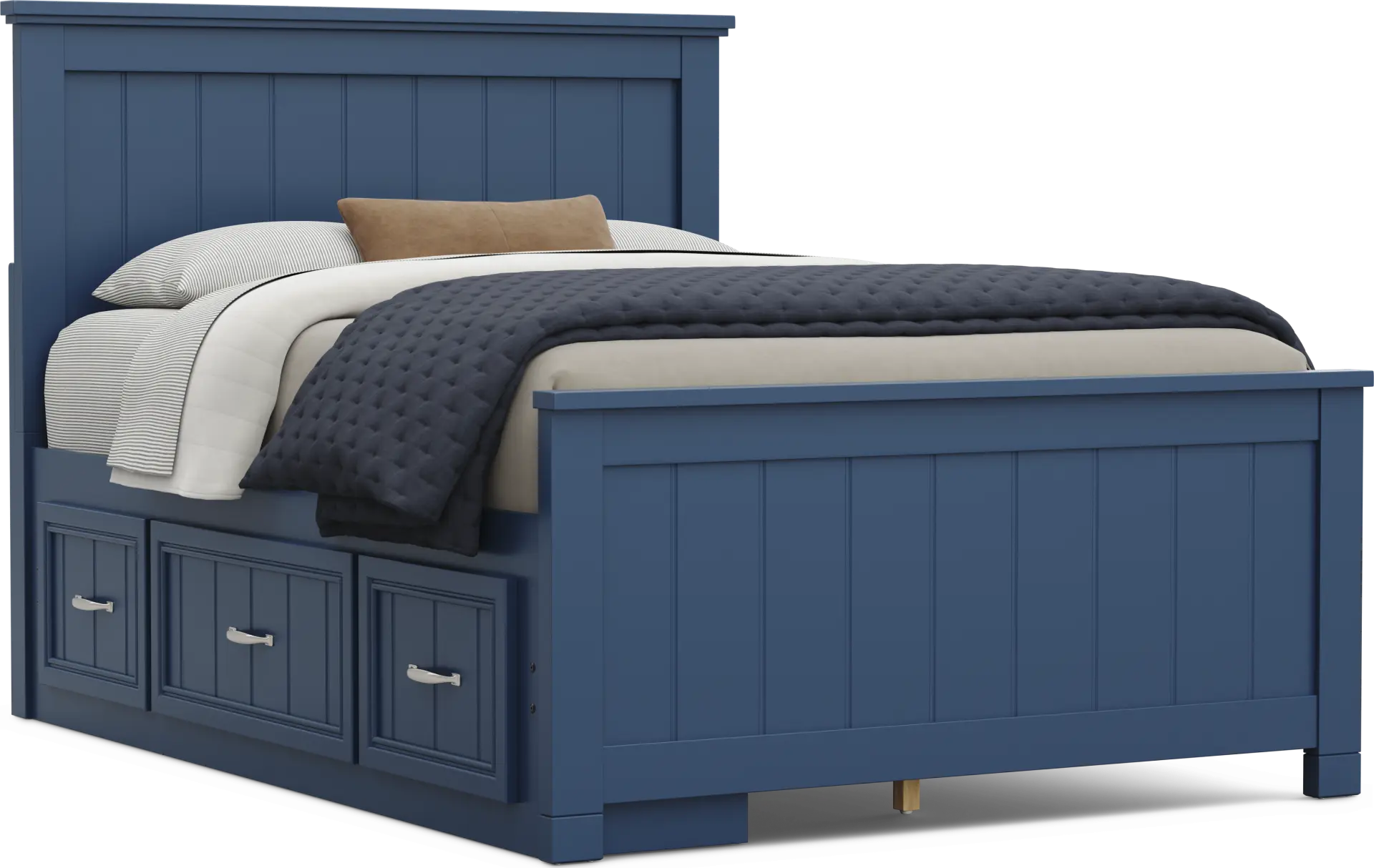 Kids Cottage Colors 2.0 Navy Full Panel Bed with Storage Side Rail