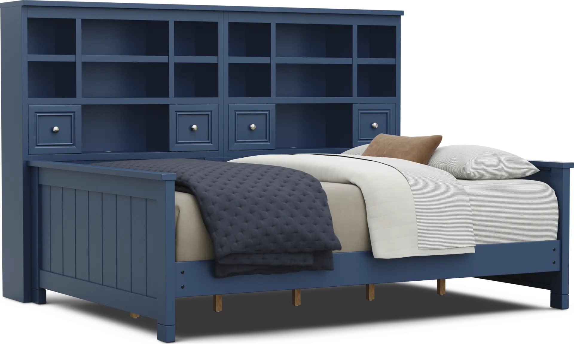 Kids Cottage Colors 2.0 Navy Full Bookcase Wall Bed