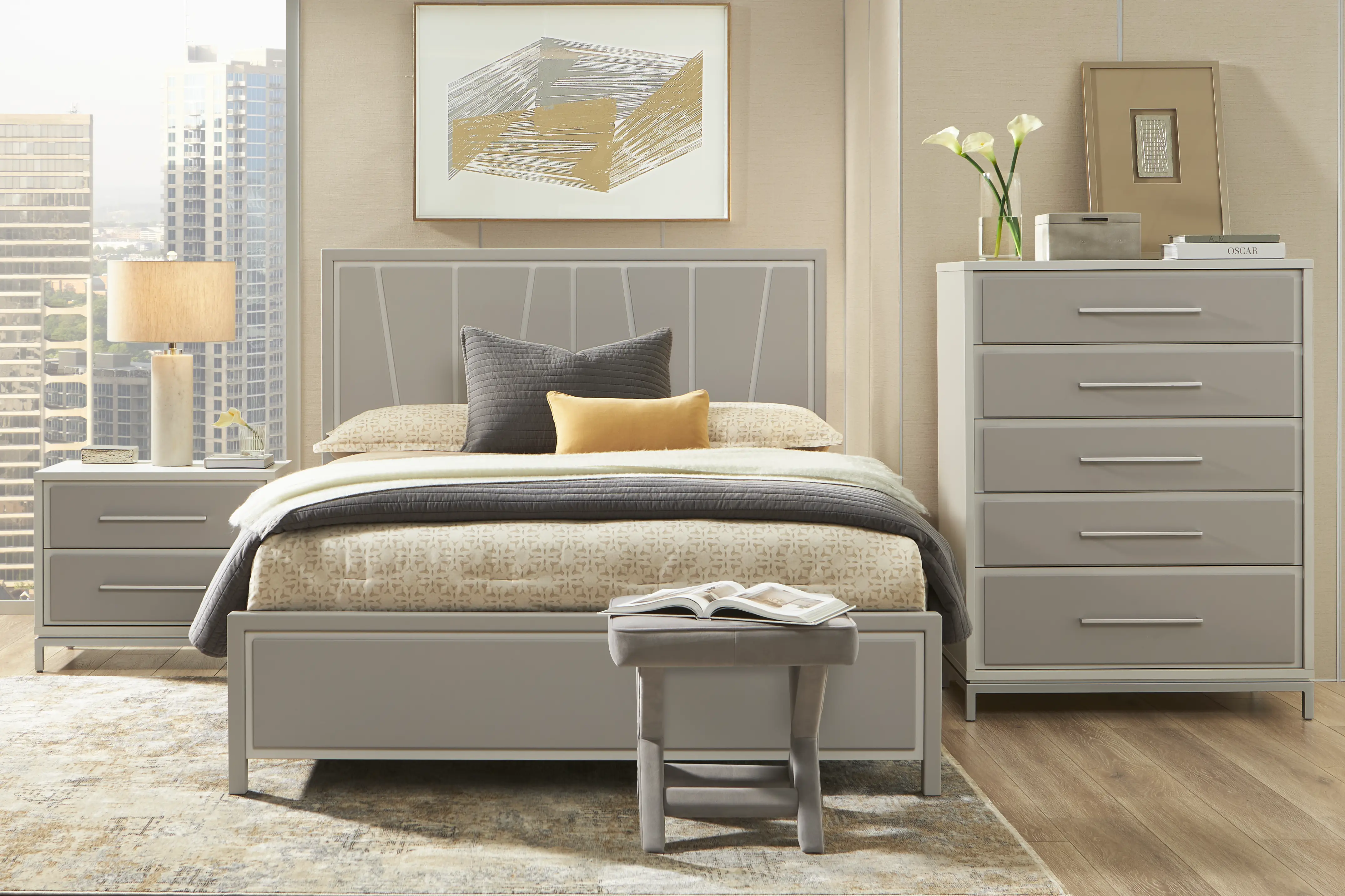 Everdream Gray 3 Pc King Panel Bed - Thumbnail - Image 2