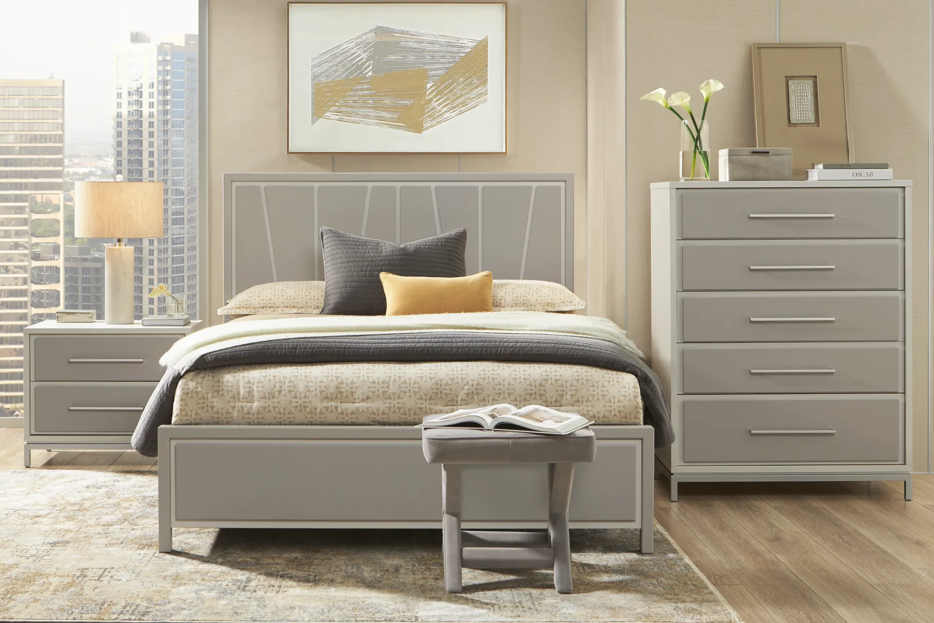 Everdream Gray 3 Pc King Panel Bed - Image 1
