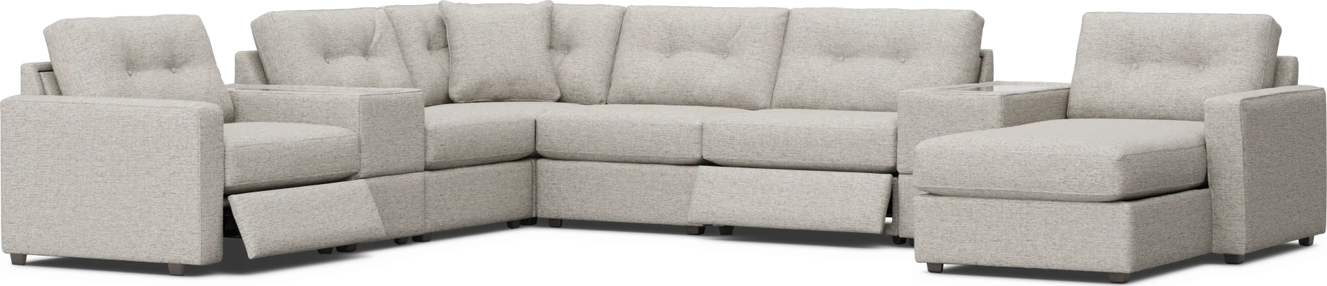 Pebble 8 Pc Power Reclining ModularOne with Media Consoles - Image 2