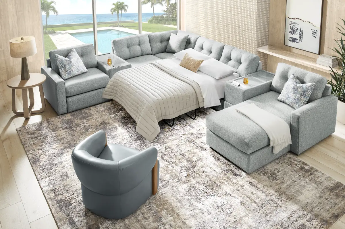 Spa 7 Pc ModularOne Gel Foam Sleeper with Media Consoles