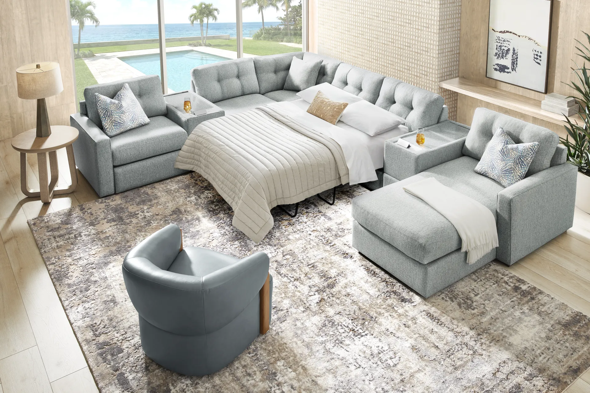 Spa 7 Pc ModularOne Sleeper with Media Consoles - Image 2