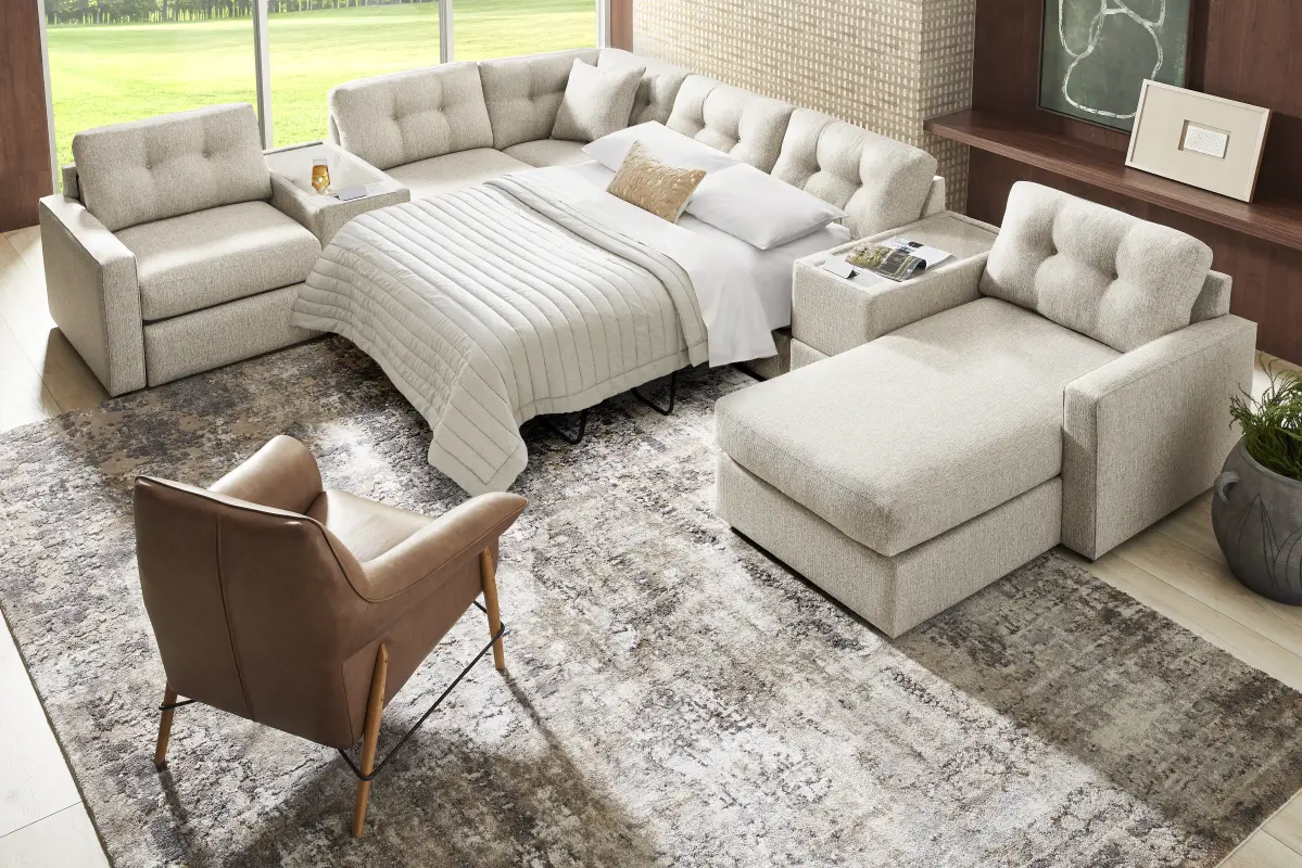 Pebble 7 Pc ModularOne Gel Foam Sleeper with Media Consoles