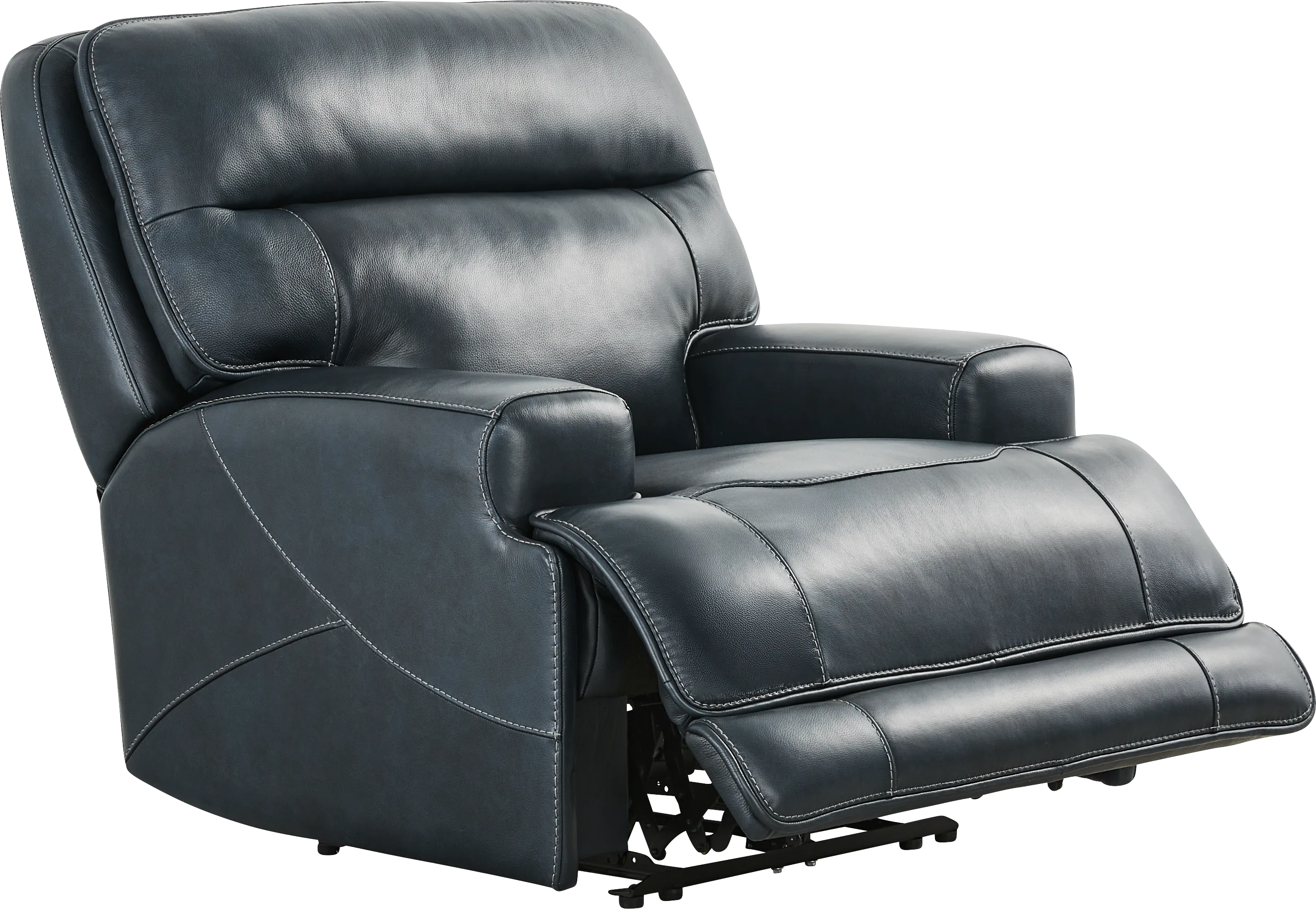 Brayden Blue Leather Dual Power Recliner - Thumbnail - Image 1