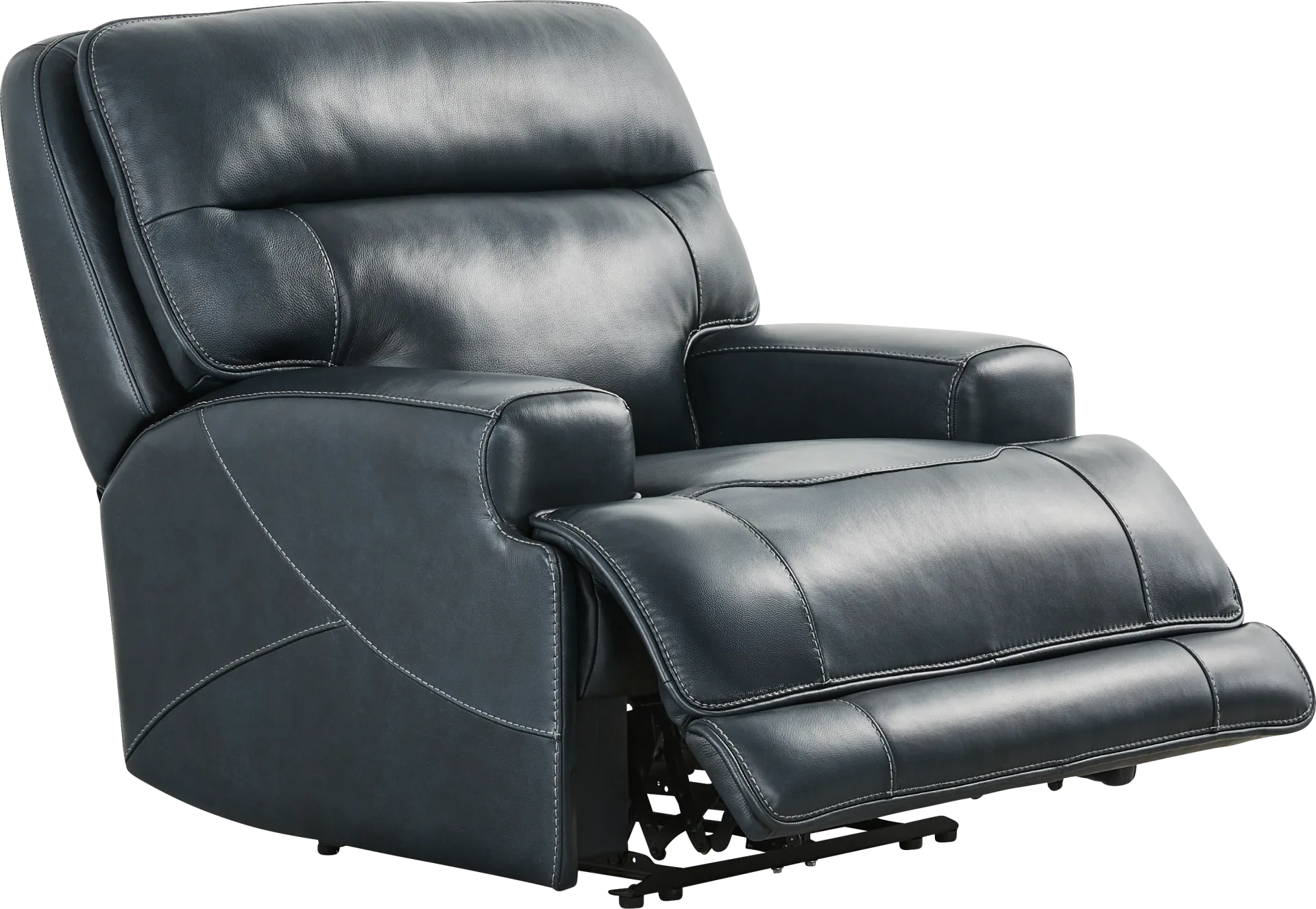Brayden Blue Leather Dual Power Recliner - Image 1