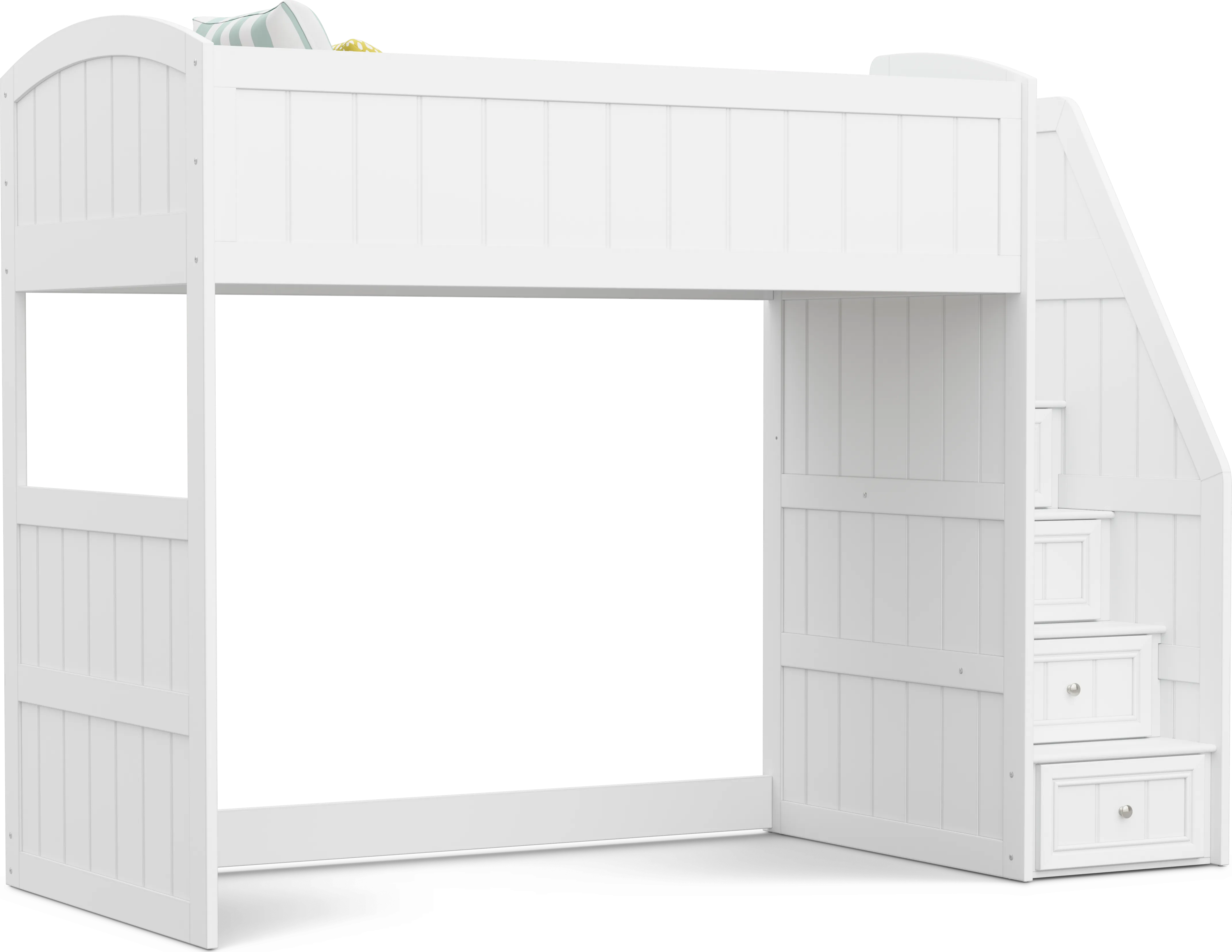 Kids Cottage Colors 2.0 White Twin Step Loft - Thumbnail - Image 1