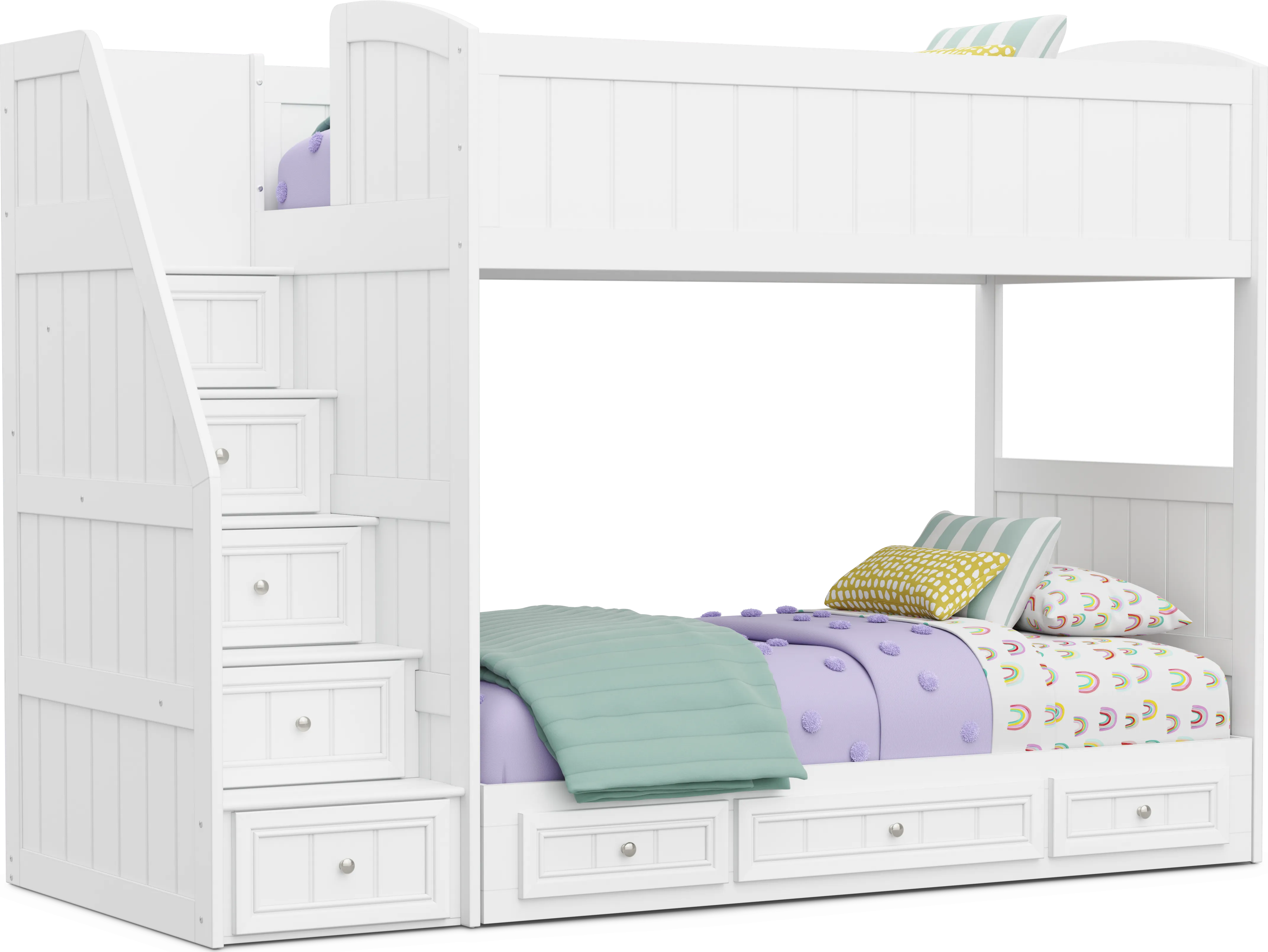 Kids Cottage Colors 2.0 White Twin/Twin Step Loft - Thumbnail - Image 1