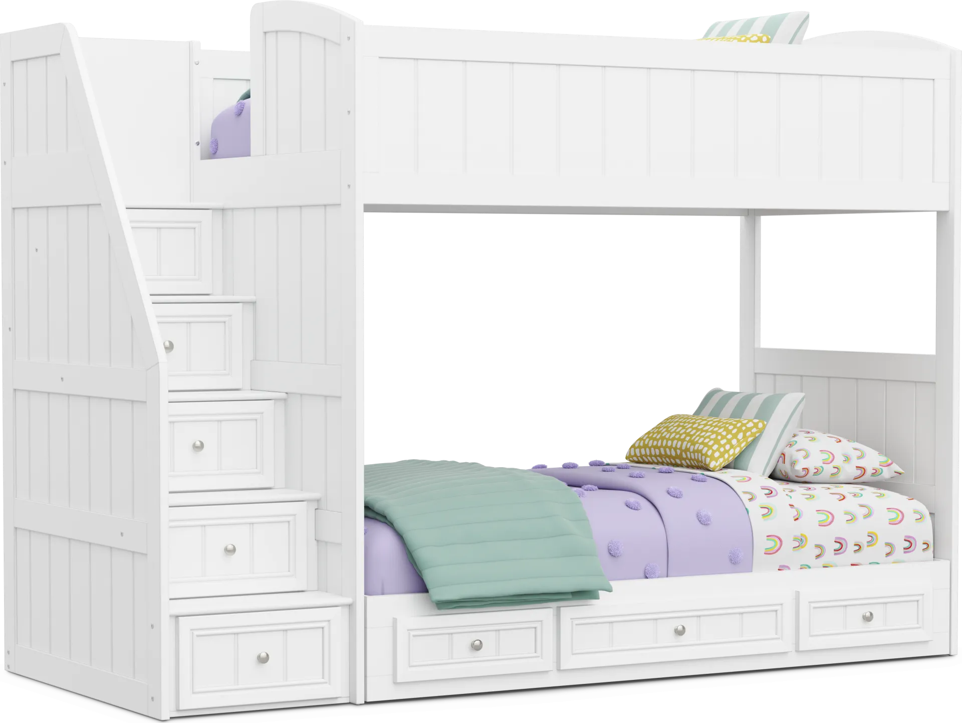 Kids Cottage Colors 2.0 White Twin/Twin Step Loft - Image 1
