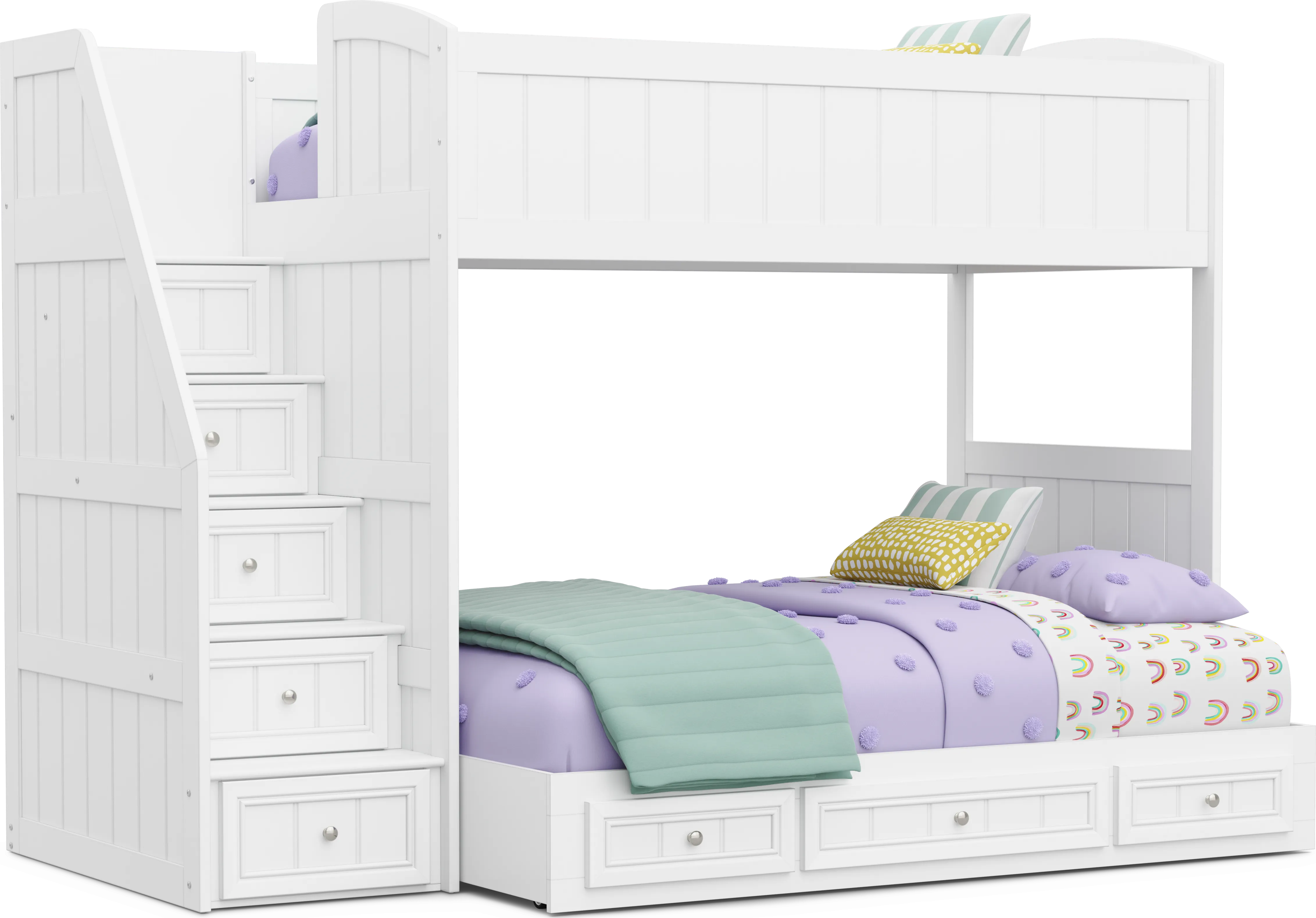 Kids Cottage Colors 2.0 White Twin/Full Step Loft - Thumbnail - Image 1