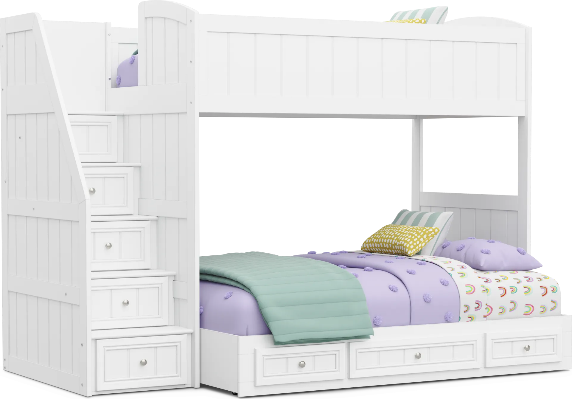 Kids Cottage Colors 2.0 White Twin/Full Step Loft - Image 1